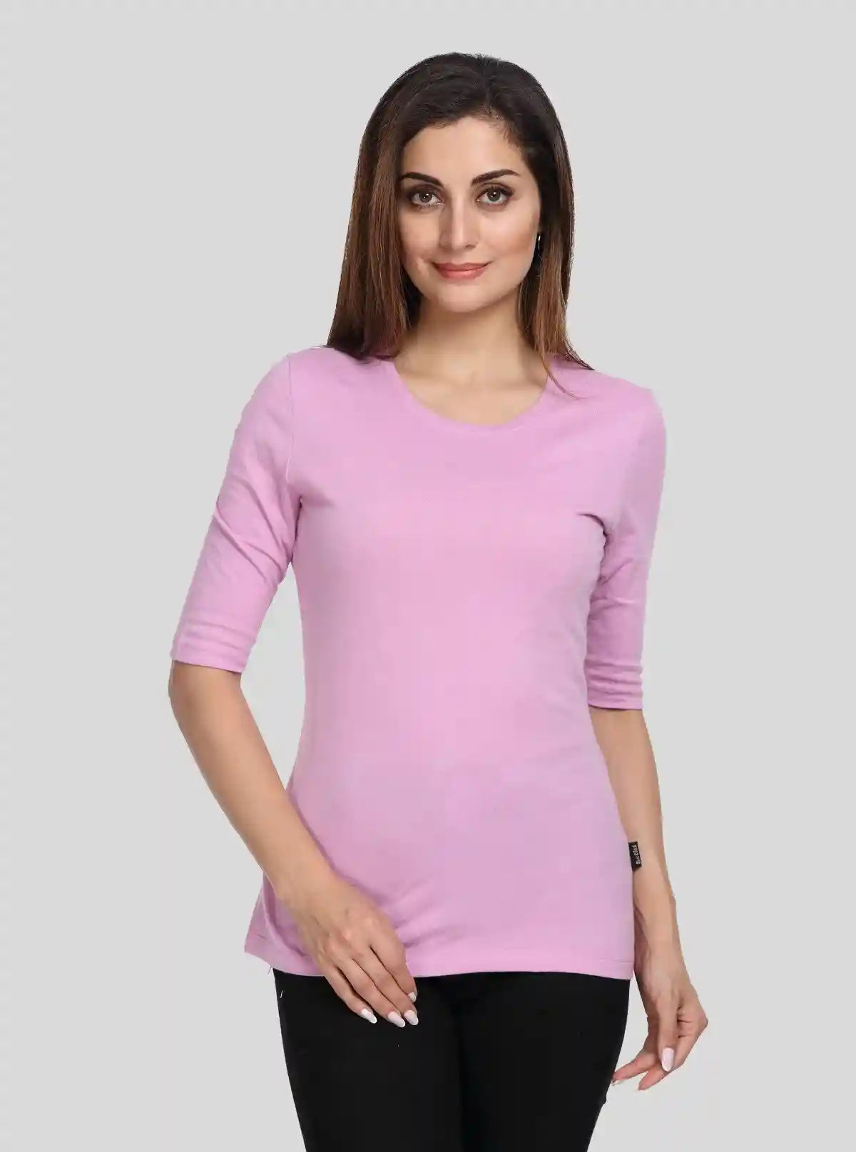 Women's Lilac Crew Neck Cotton Jersey Half Sleeve T-Shirt by Boer and Fitch | Buy Online at  Boer and Fitch