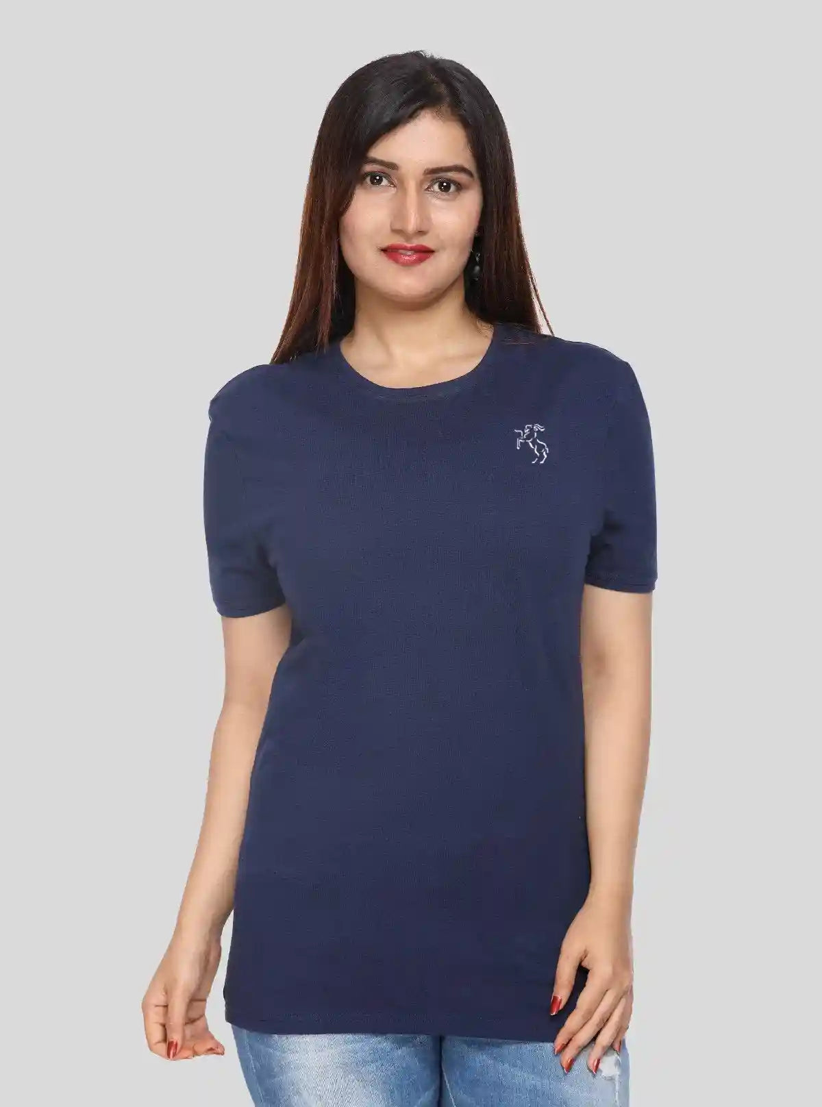 Women’s Navy Round Neck T-Shirt – Classic & Comfortable | Boer & Fitch | Buy Online at  Boer and Fitch