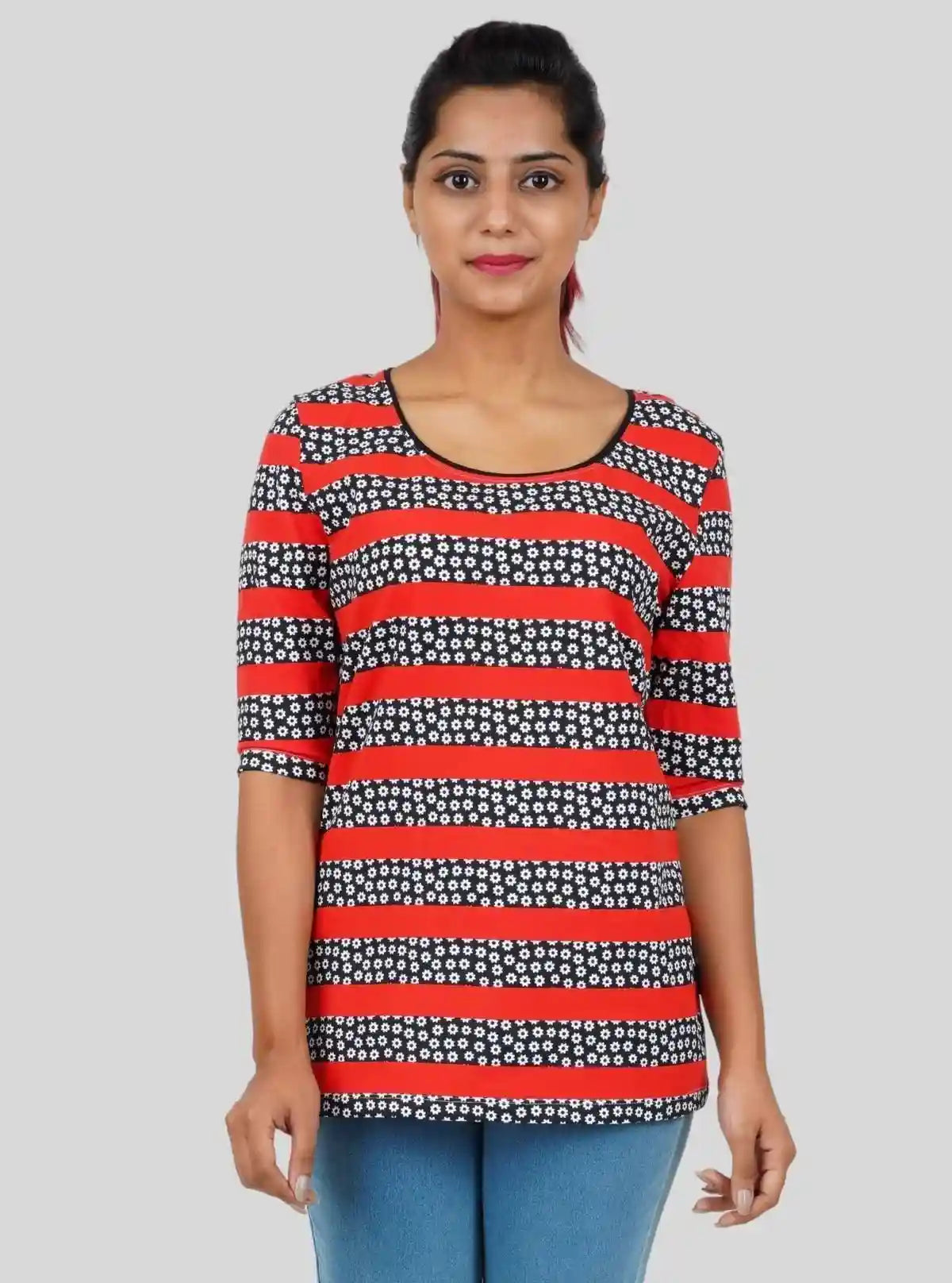 Women's Red Striped Floral Top – Bold, Feminine & Trendy by Boer & Fitch | Buy Online at  Boer and Fitch