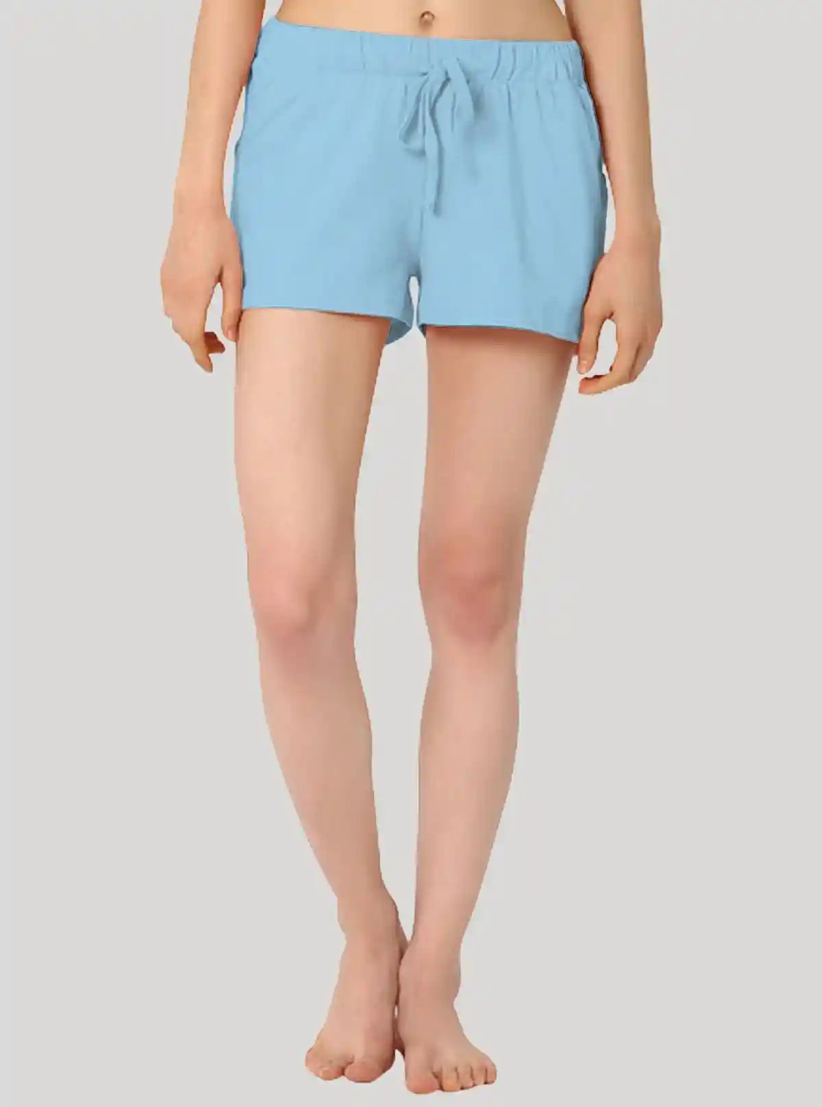 Women’s Sky Blue Cotton Jersey Shorts – Light, Breezy & Everyday Comfort | Buy Online at  Boer and Fitch
