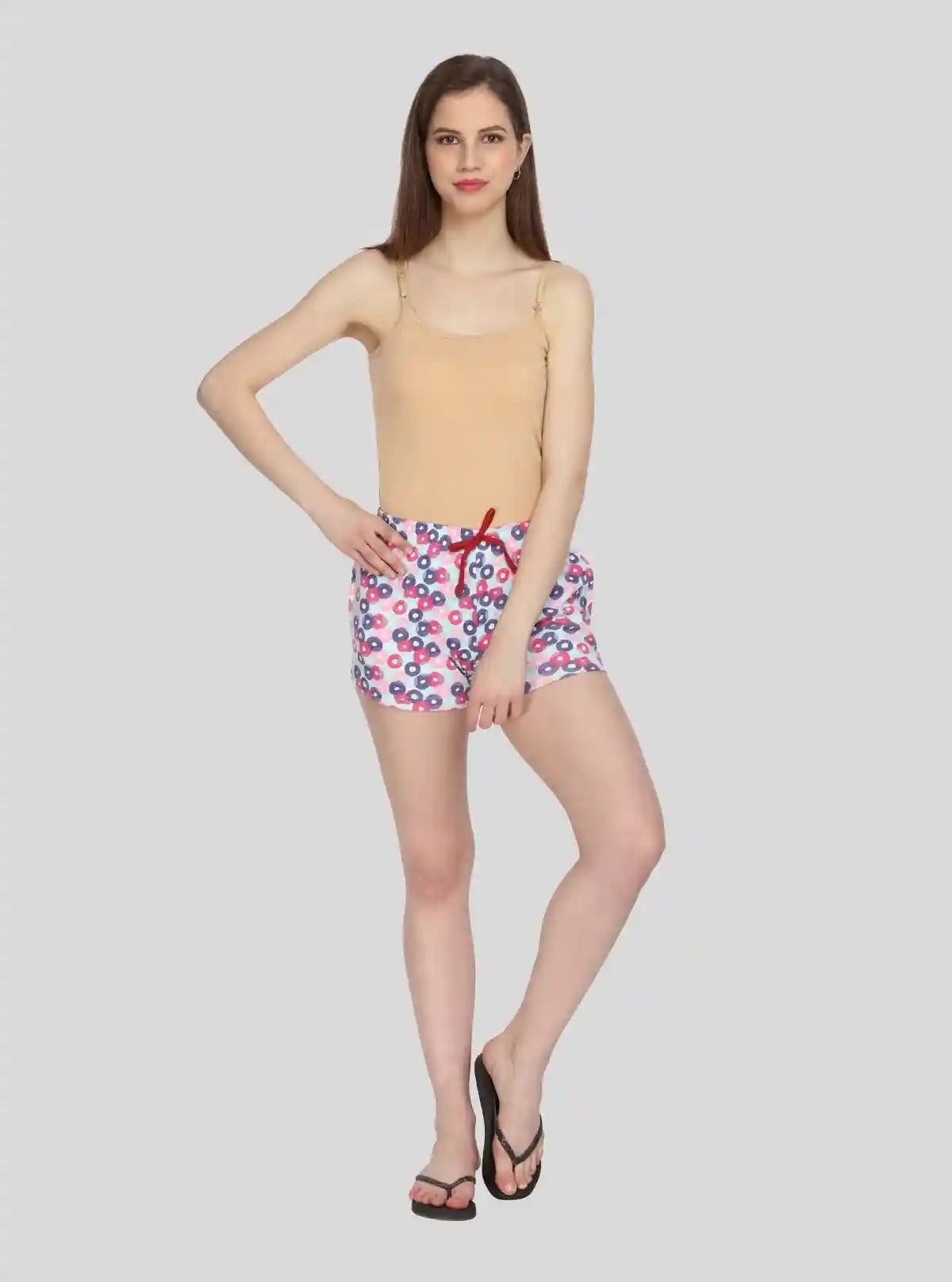 Women’s Sky Blue & Purple Printed Cotton Jersey Shorts – Soft, Bold & Breezy Fit | Buy Online at  Boer and Fitch