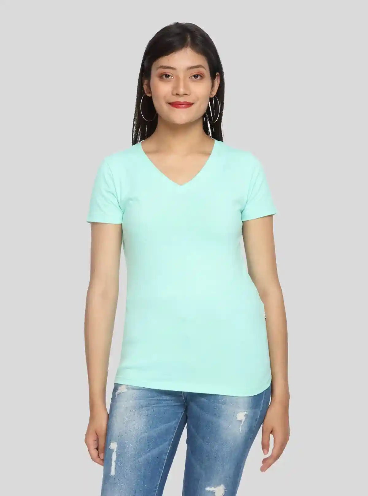 Women’s Turquoise Green V-Neck T-Shirt – Casual Cotton Tee | Boer & Fitch | Buy Online at  Boer and Fitch