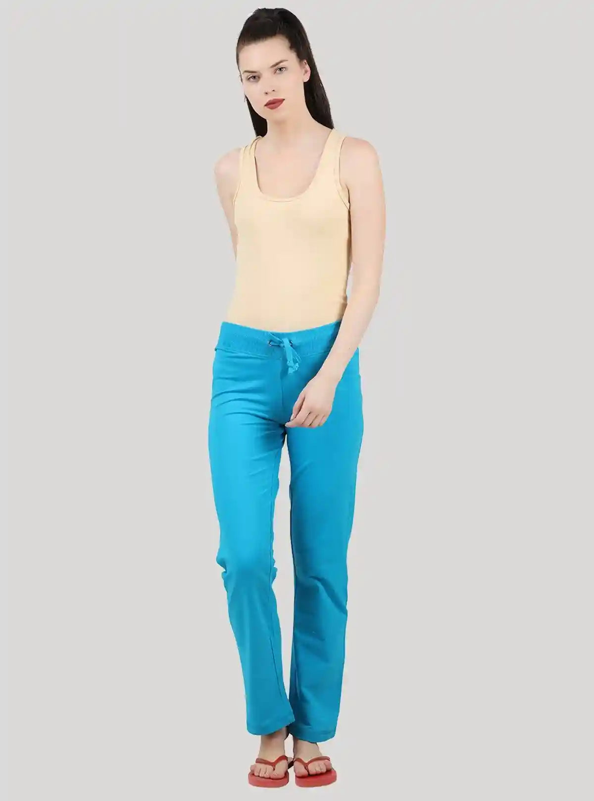Women’s Turquoise Stretch Jogging Pant in Cotton Fleece Knit Fabric | Buy Online at  Boer and Fitch
