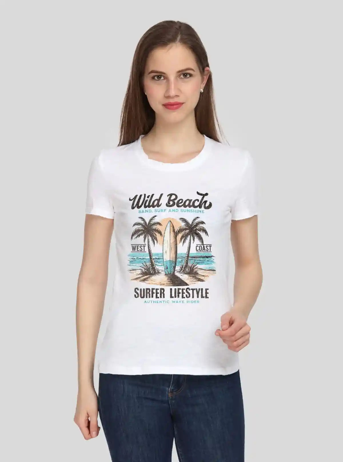 Women's White Slub Jersey Printed Crew Neck Cotton Short Sleeve T-Shirt by Boer and Fitch from Boer and Fitch | Buy Online at gep32c-qs.myshopify.com