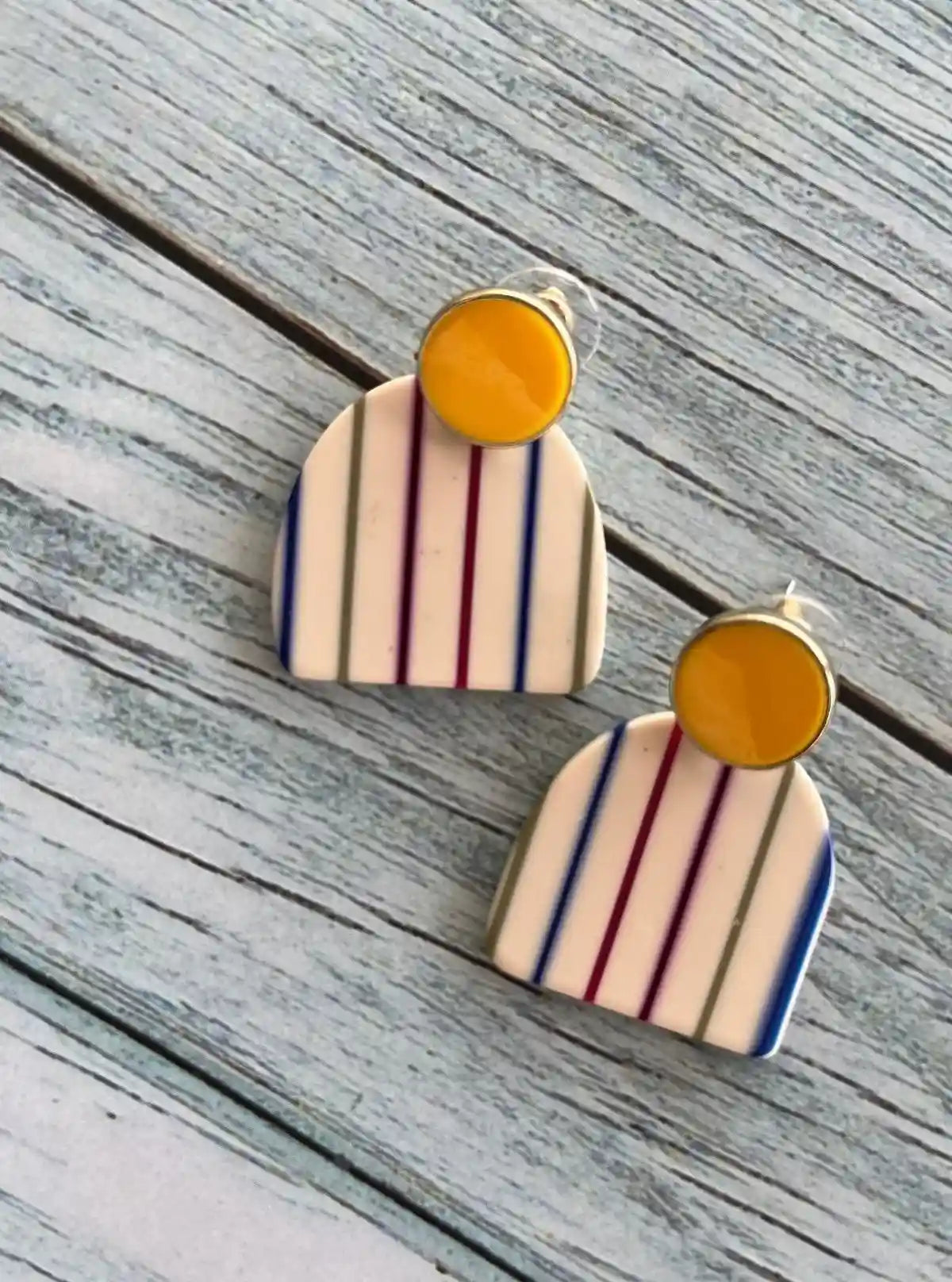 Women’s Yellow Geometric Stripes Earrings – Bold & Trendy Accent | Buy Online at  Boer and Fitch
