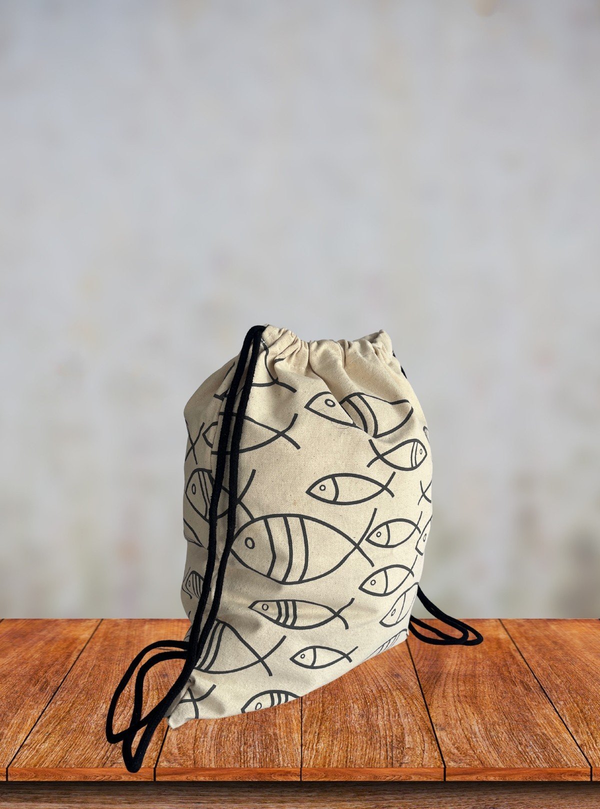 Abstract Fish Printed Canvas Shoulder Bag – Artistic Everyday Tote - Boer and Fitch