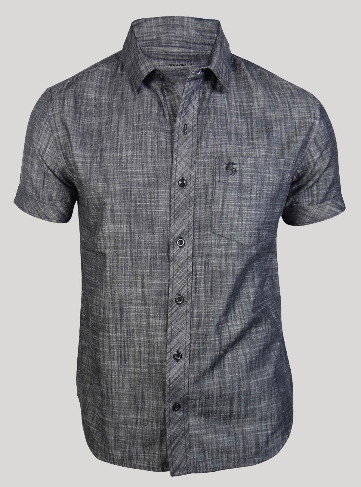 Abstract Grey Slim Fit Half Sleeve Shirt for Men – Casual Style by Boer and Fitch - Boer and Fitch