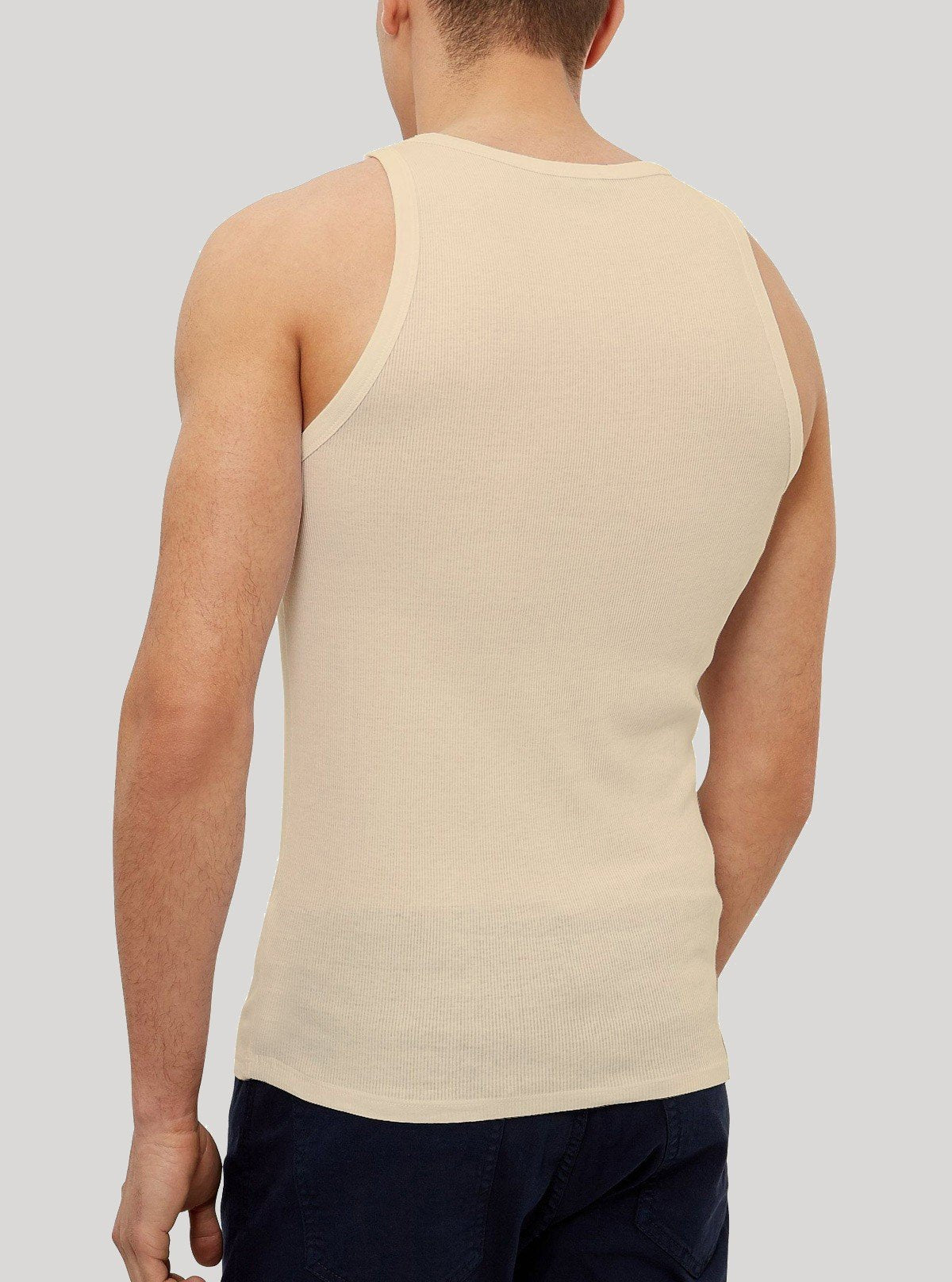 Beige Ribbed Vest for Men – Casual Cotton Sleeveless Vest by Boer and Fitch - Boer and Fitch