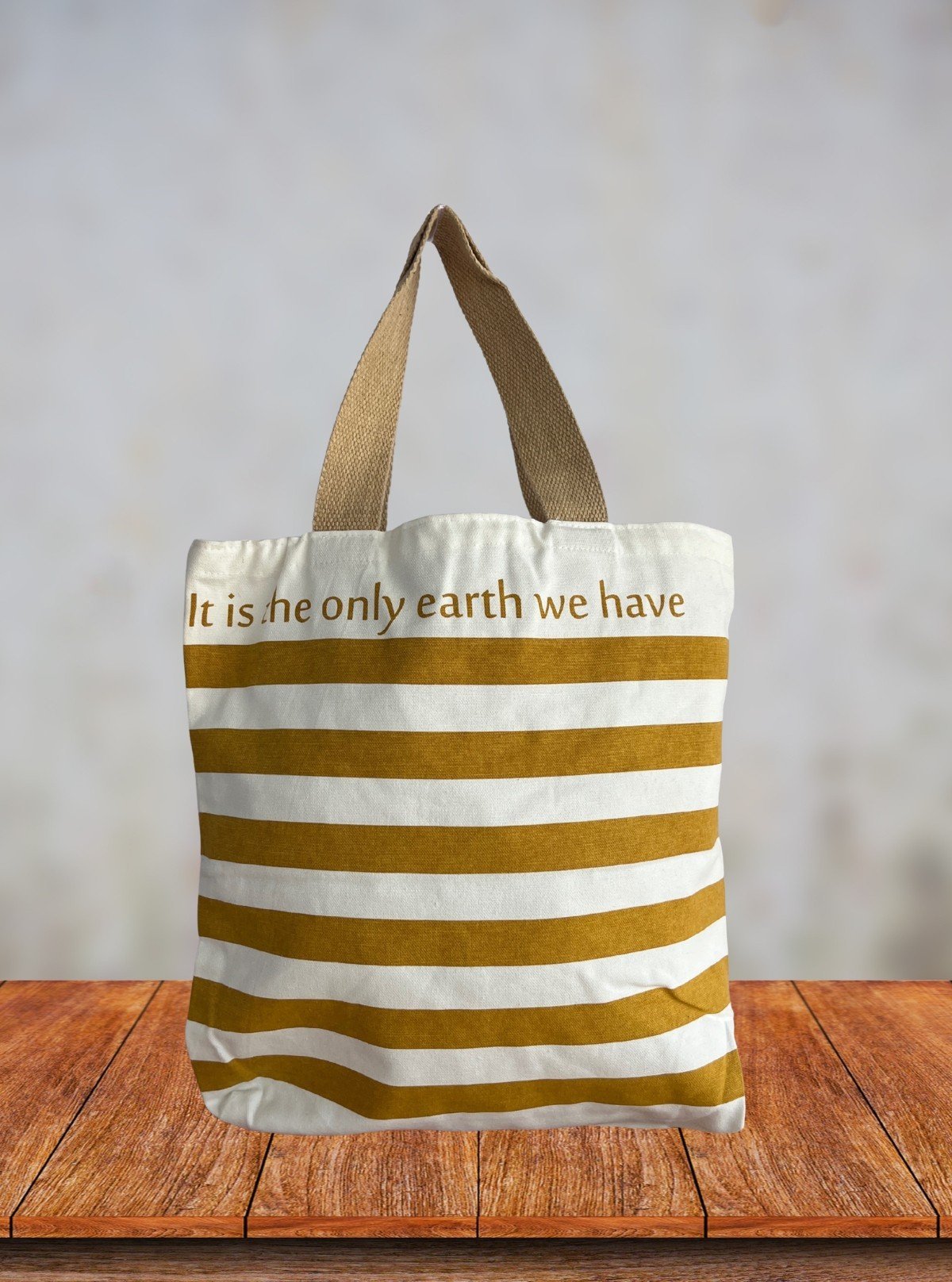 Beige & White Striped Cotton Bag – Minimalist Eco Tote by Boer and Fitch - Boer and Fitch