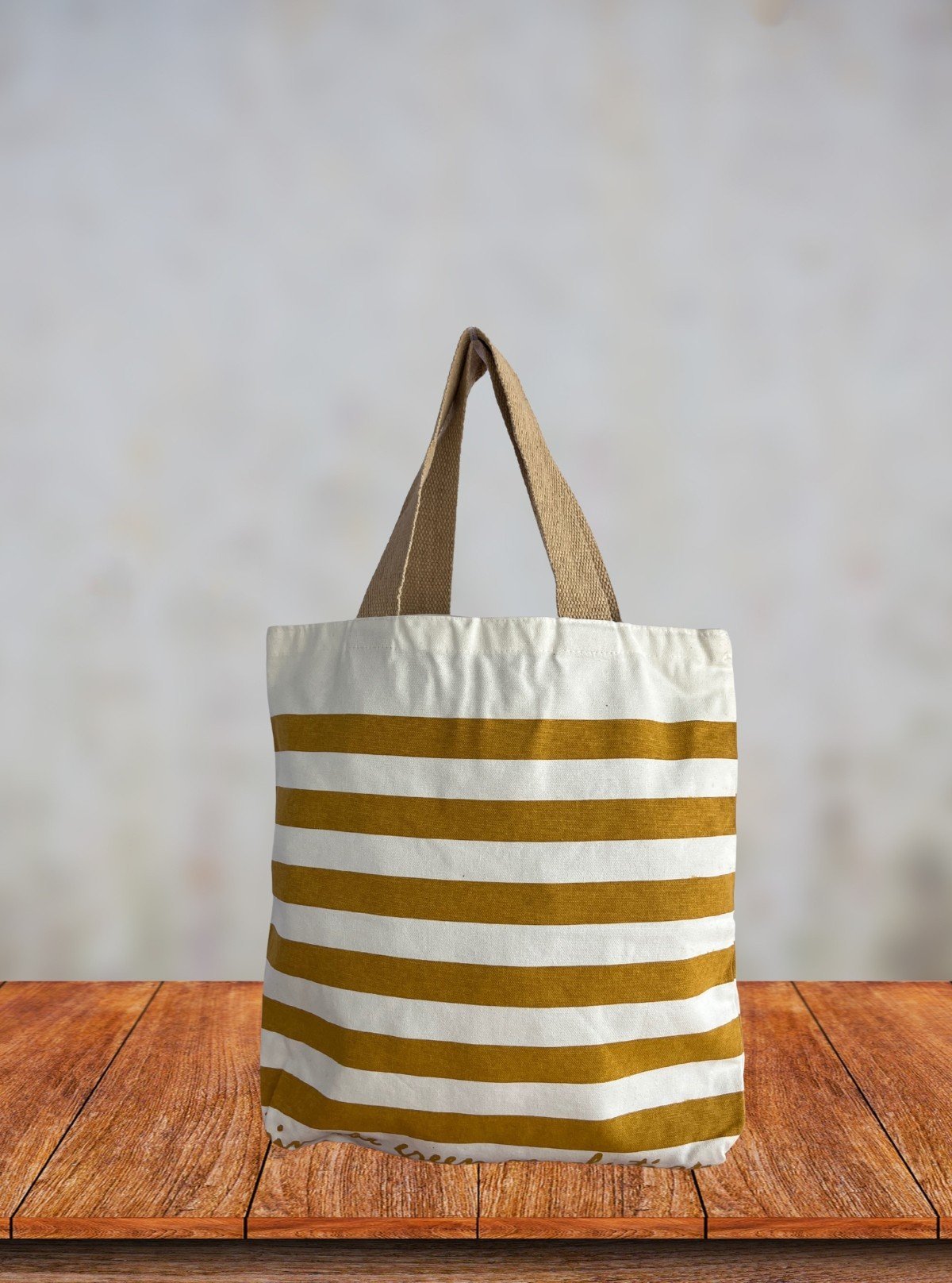 Beige & White Striped Cotton Bag – Minimalist Eco Tote by Boer and Fitch - Boer and Fitch