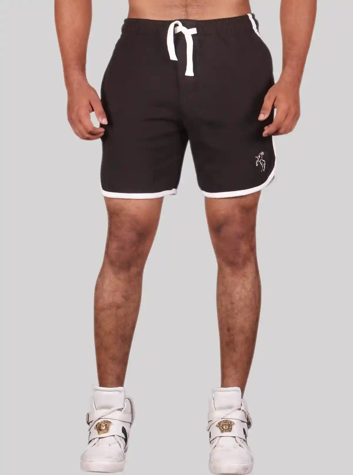 Men’s Black Cotton Fleece Shorts with White Piping – Boer & Fitch | Buy Online at  Boer and Fitch