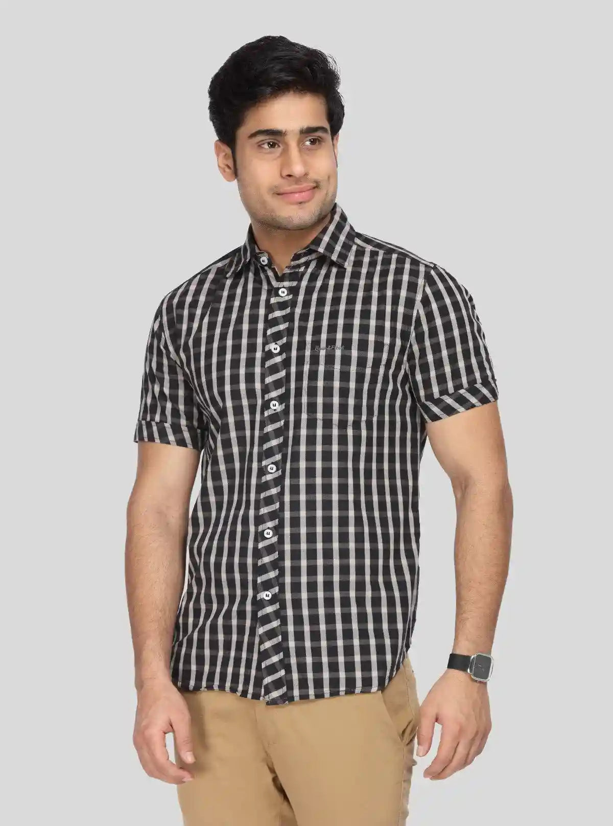 Men's Black Checkered Shirt – Bold, Versatile & Effortlessly Stylish | Buy Online at  Boer and Fitch