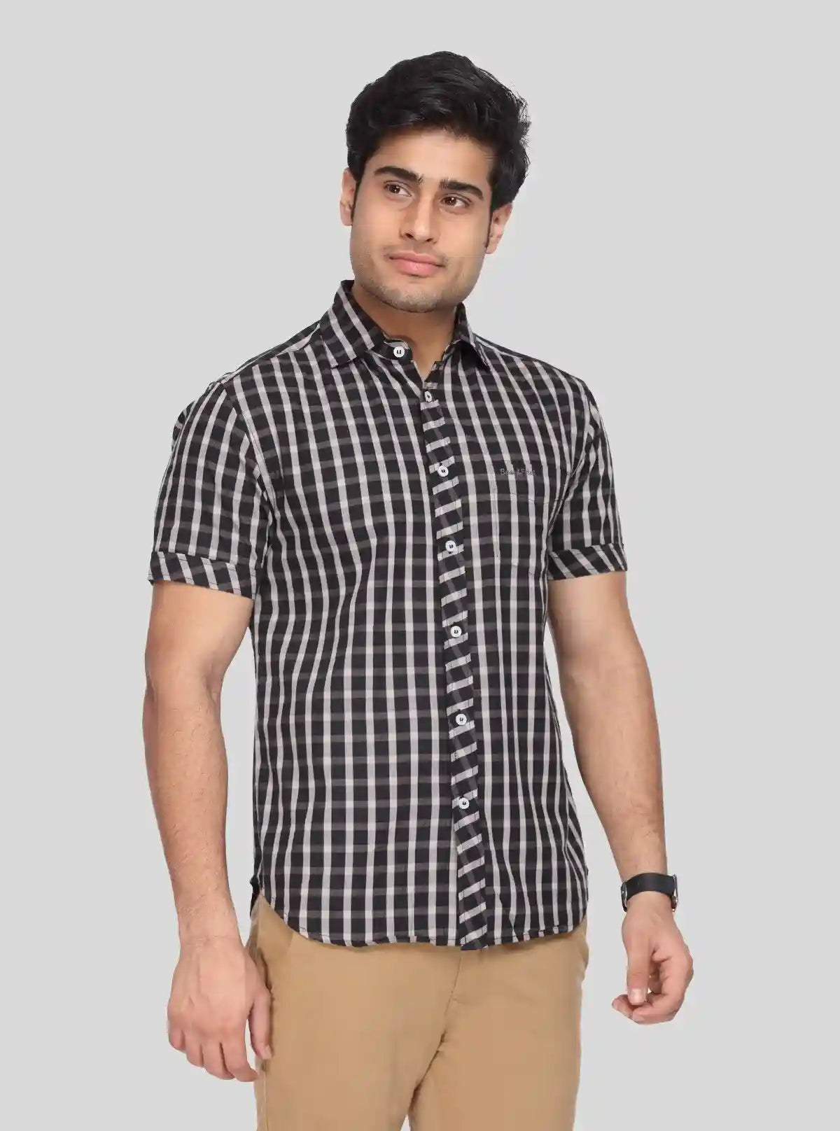 Men's Black Checkered Shirt – Bold, Versatile & Effortlessly Stylish | Buy Online at  Boer and Fitch