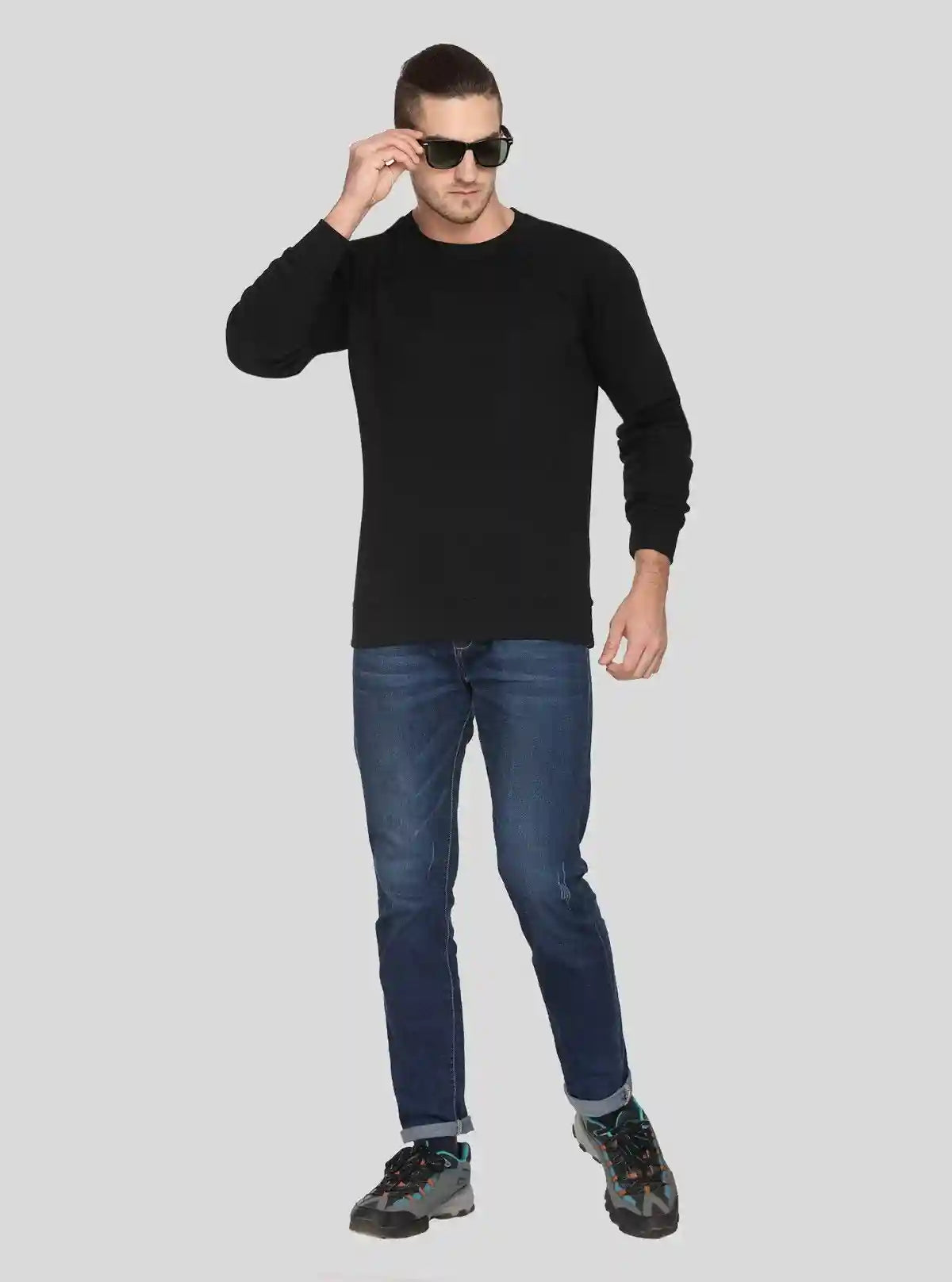 Men’s Black Raglon Fleece Sweatshirt – Sleek Design, All-Day Warmth | Buy Online at  Boer and Fitch