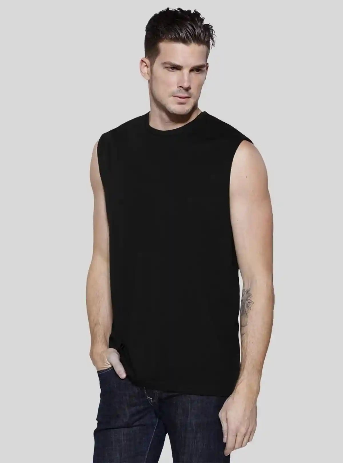 Men’s Black Sleeveless Gym Fit T-Shirt – Muscle Fit, Moisture-Wicking Performance | Buy Online at  Boer and Fitch