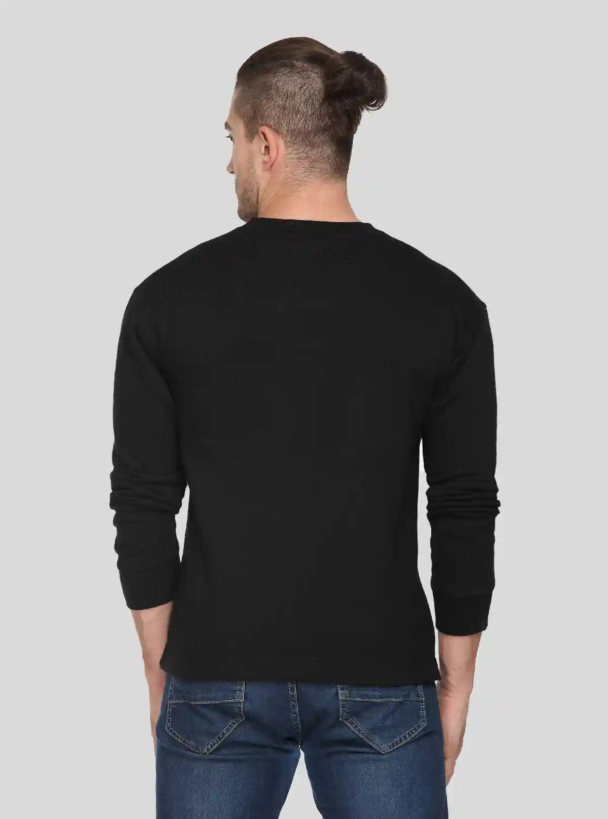 Men’s Black V-Cut Fleece Sweatshirt – Sleek, Warm & Effortlessly Stylish | Buy Online at  Boer and Fitch