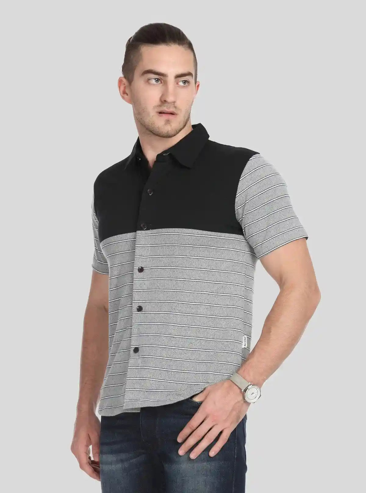 Men’s Black with Grey Striped Polo T-Shirt – Classic, Stylish & Breathable Fit | Buy Online at  Boer and Fitch