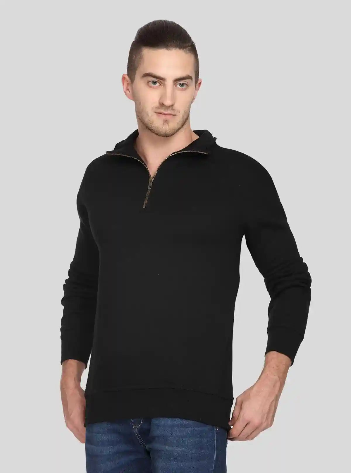 Men’s Black Zipper Collar Cardigan – Sleek, Smart & Versatile | Buy Online at  Boer and Fitch