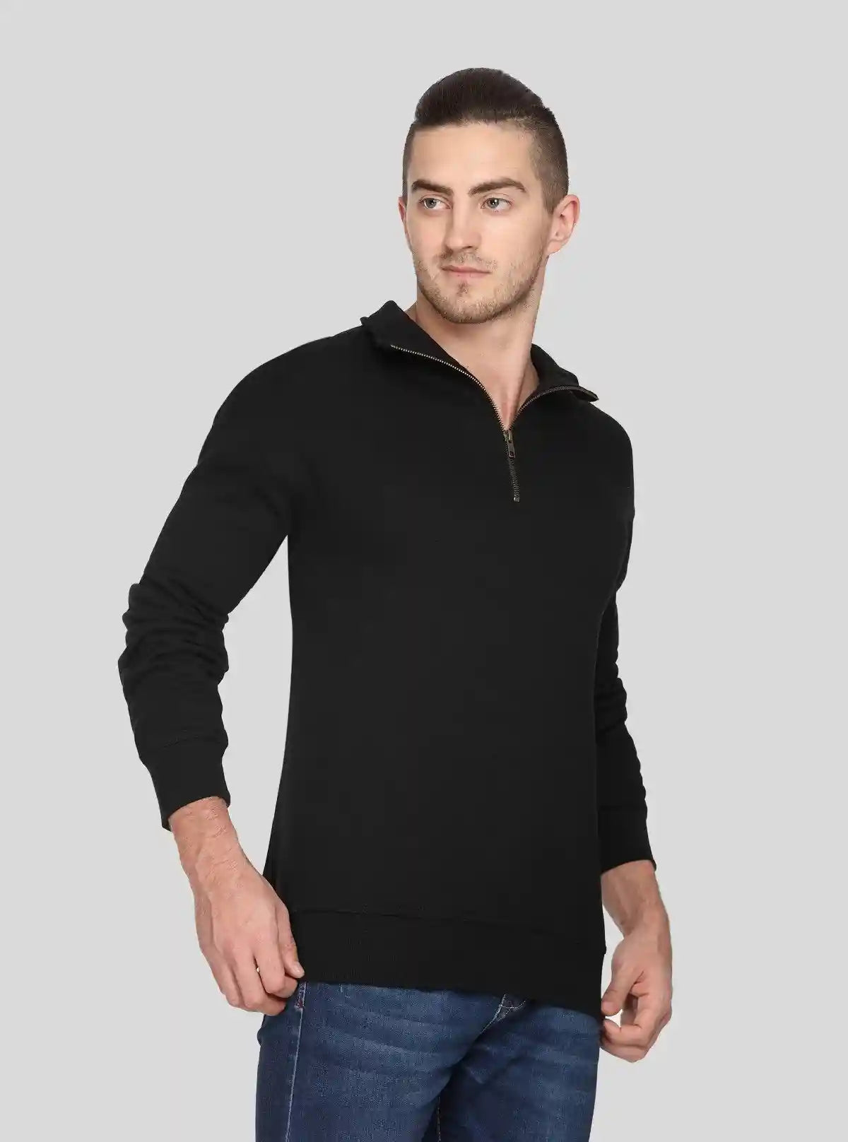Men’s Black Zipper Collar Cardigan – Sleek, Smart & Versatile | Buy Online at  Boer and Fitch