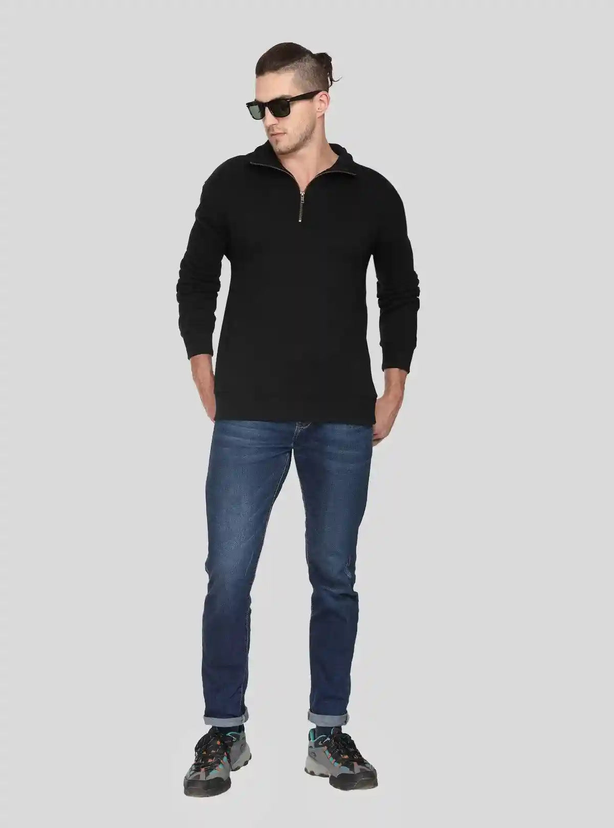 Men’s Black Zipper Collar Cardigan – Sleek, Smart & Versatile | Buy Online at  Boer and Fitch