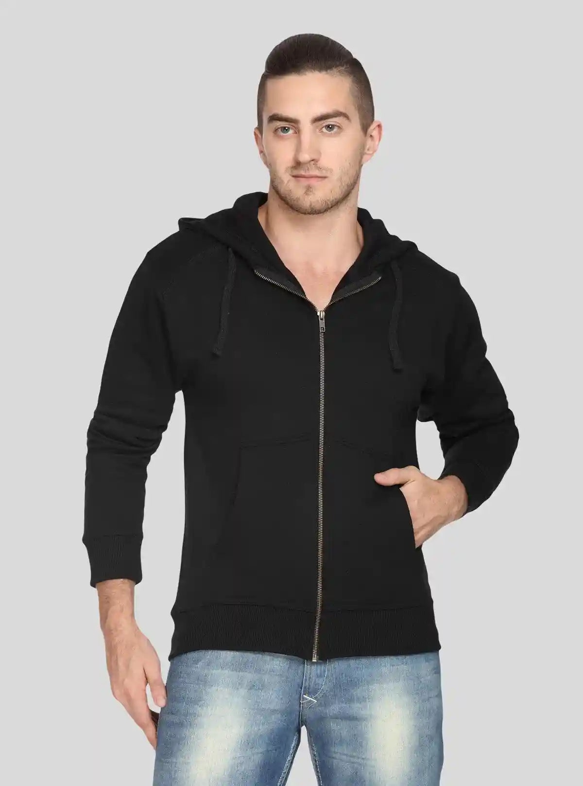 Men’s Black Zipper Hoodie – Classic Zip-Up with Urban Edge & Comfort | Buy Online at  Boer and Fitch