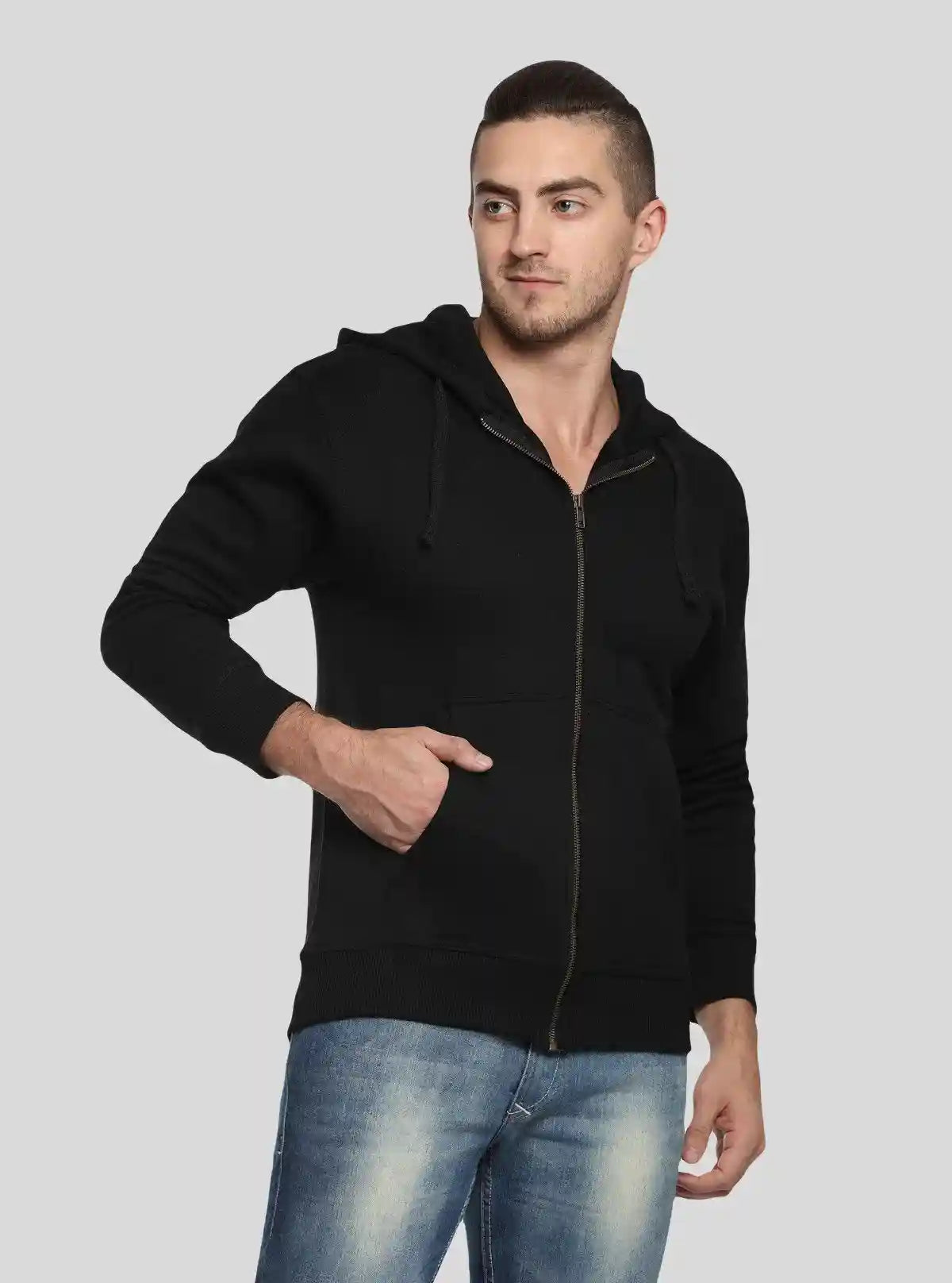 Men’s Black Zipper Hoodie – Classic Zip-Up with Urban Edge & Comfort | Buy Online at  Boer and Fitch
