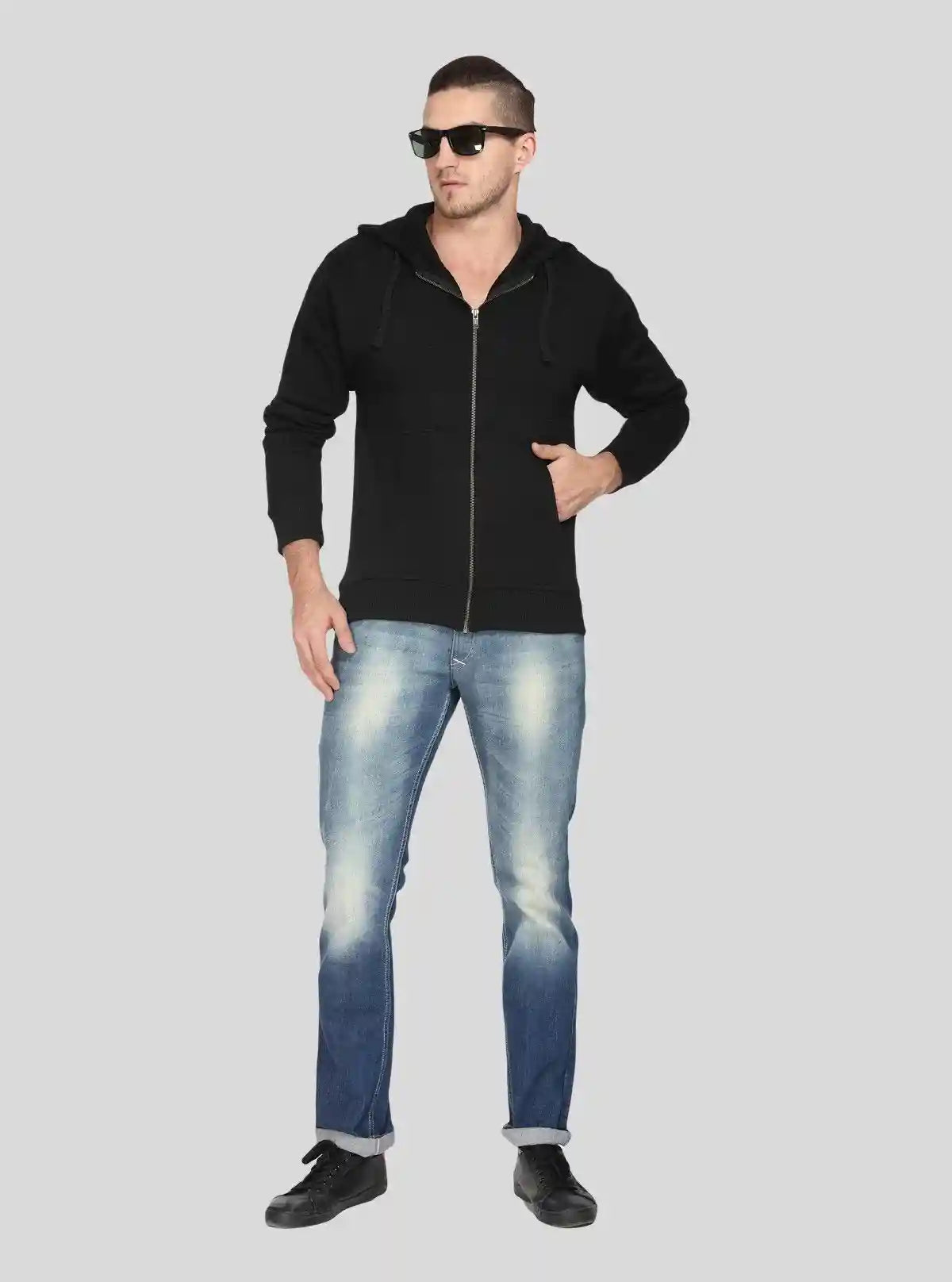 Men’s Black Zipper Hoodie – Classic Zip-Up with Urban Edge & Comfort | Buy Online at  Boer and Fitch