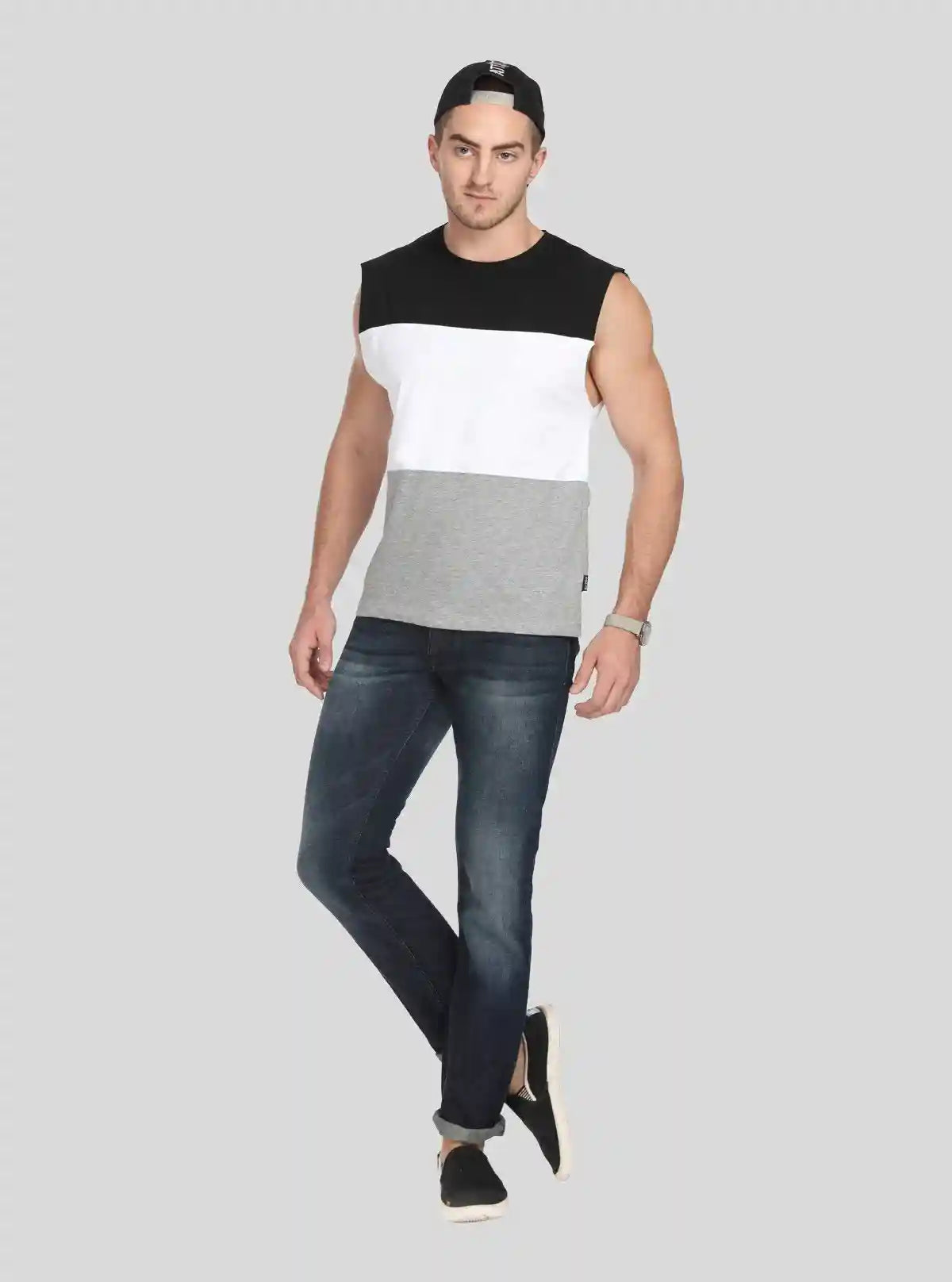 Men's Colourblock Black & Grey Round Neck Vest – Sporty, Sleek & Breathable | Buy Online at  Boer and Fitch