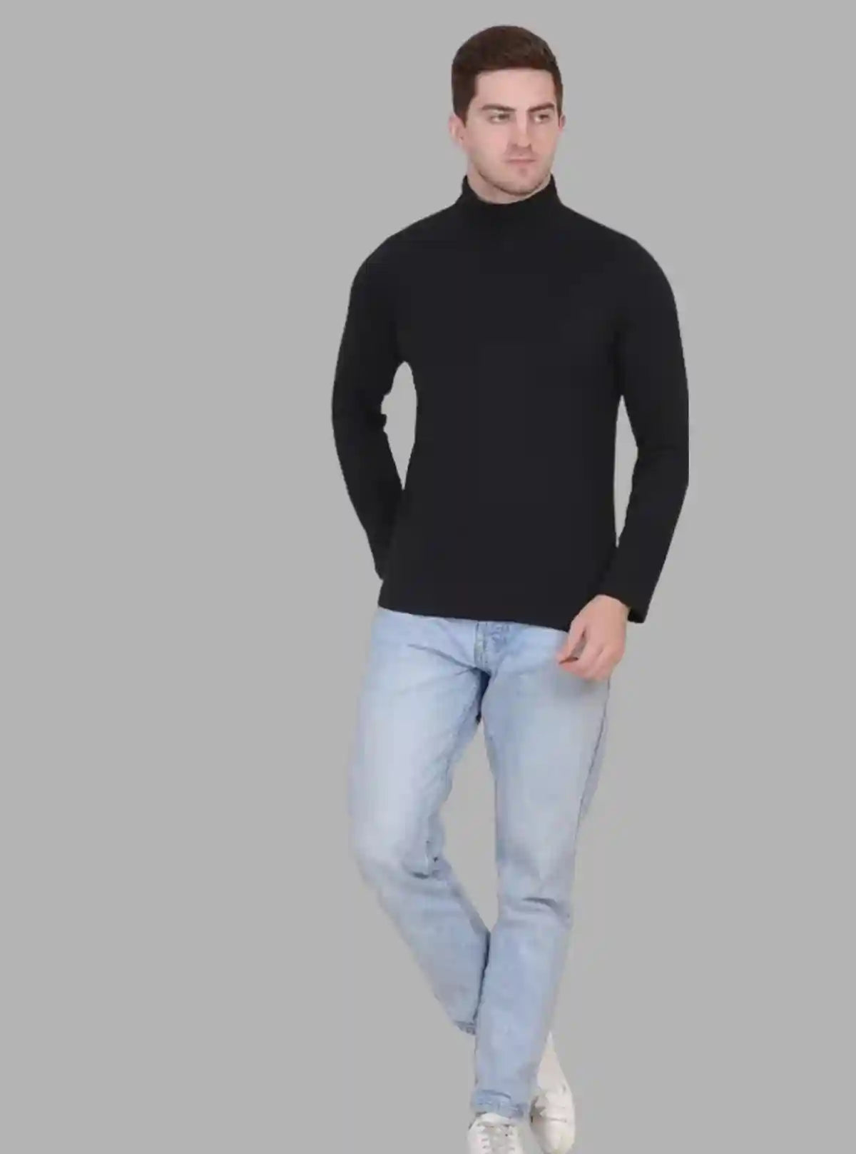 Men's Solid Black High Neck T-Shirt – Stylish Cotton Tee by Boer and Fitch | Buy Online at  Boer and Fitch
