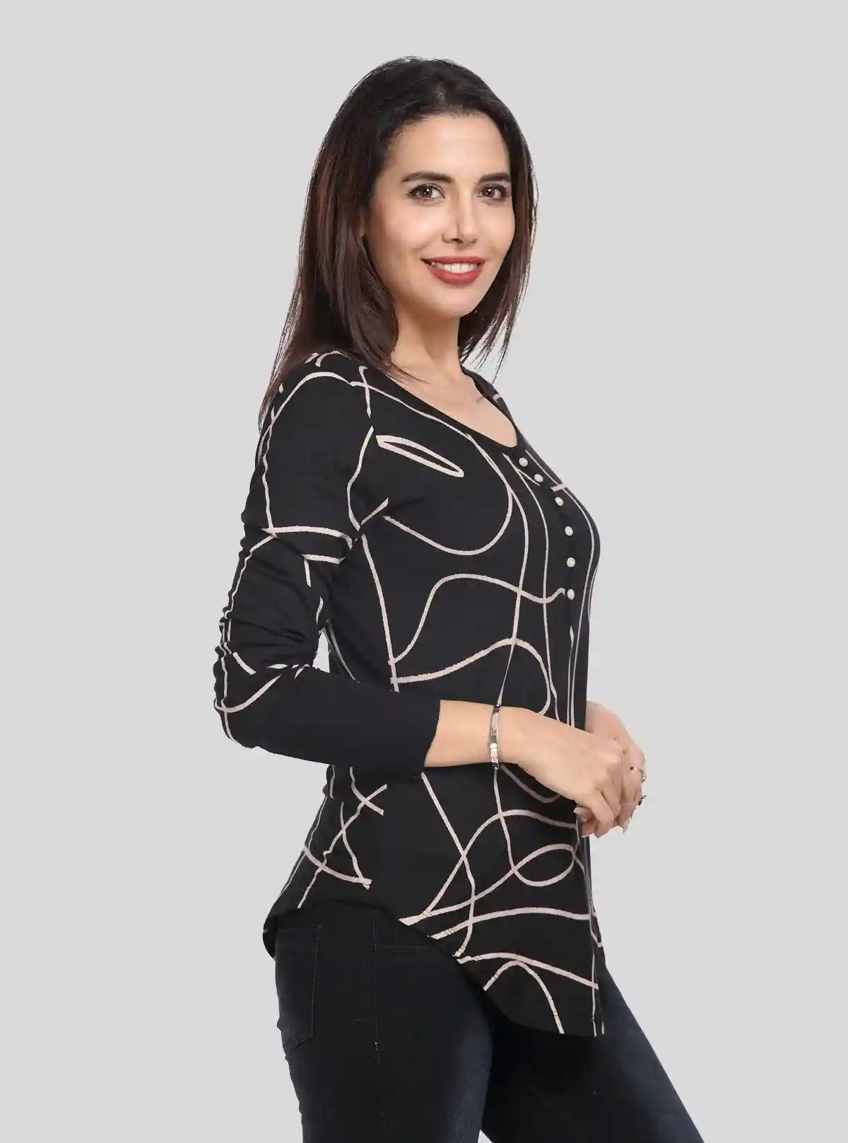 Women's Black Abstract Line Printed Top – Modern Style by Boer & Fitch | Buy Online at  Boer and Fitch