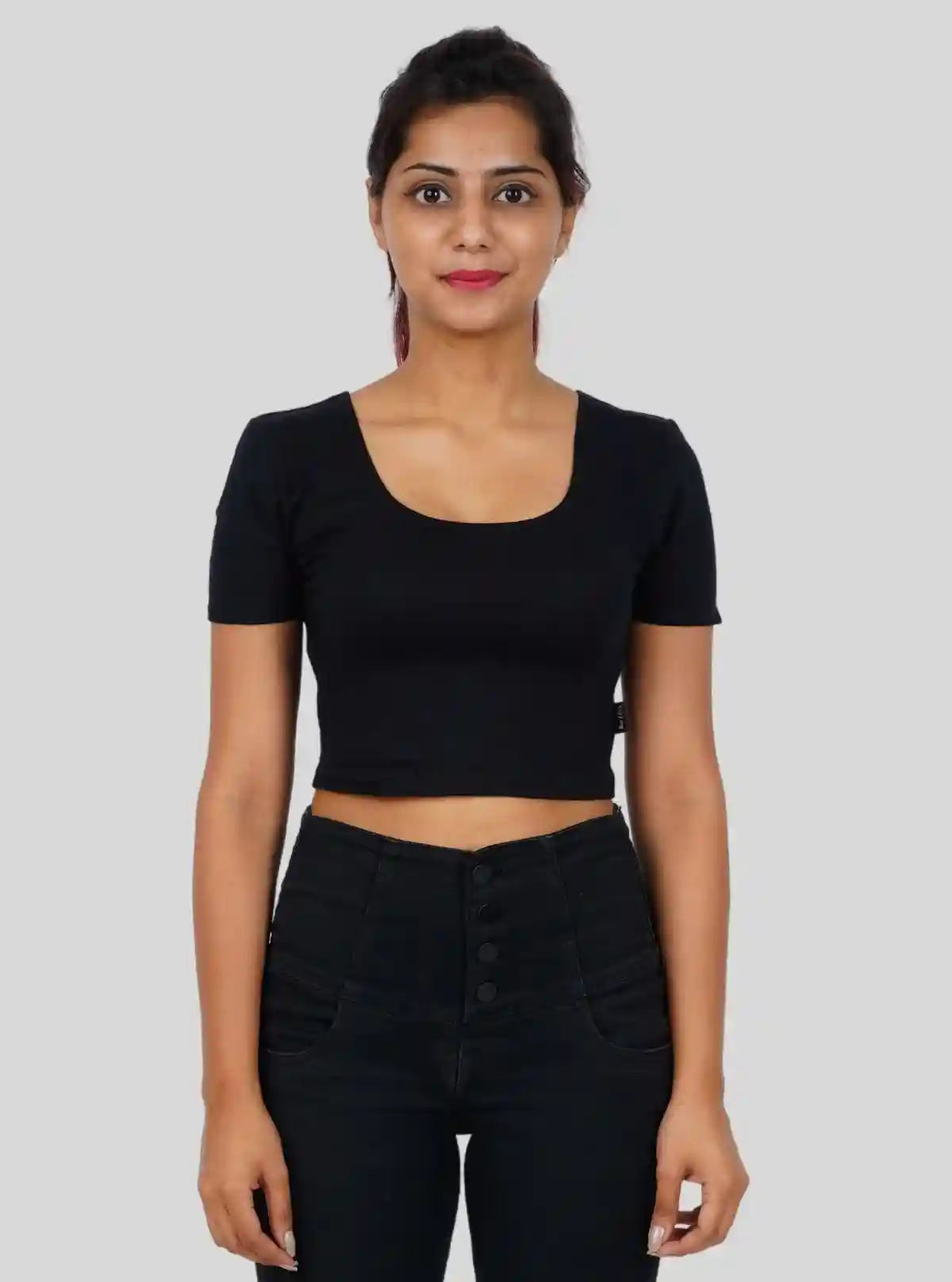 Women's Black Cotton Jersey Crop Top – Sleek & Stretchable Staple | Buy Online at  Boer and Fitch
