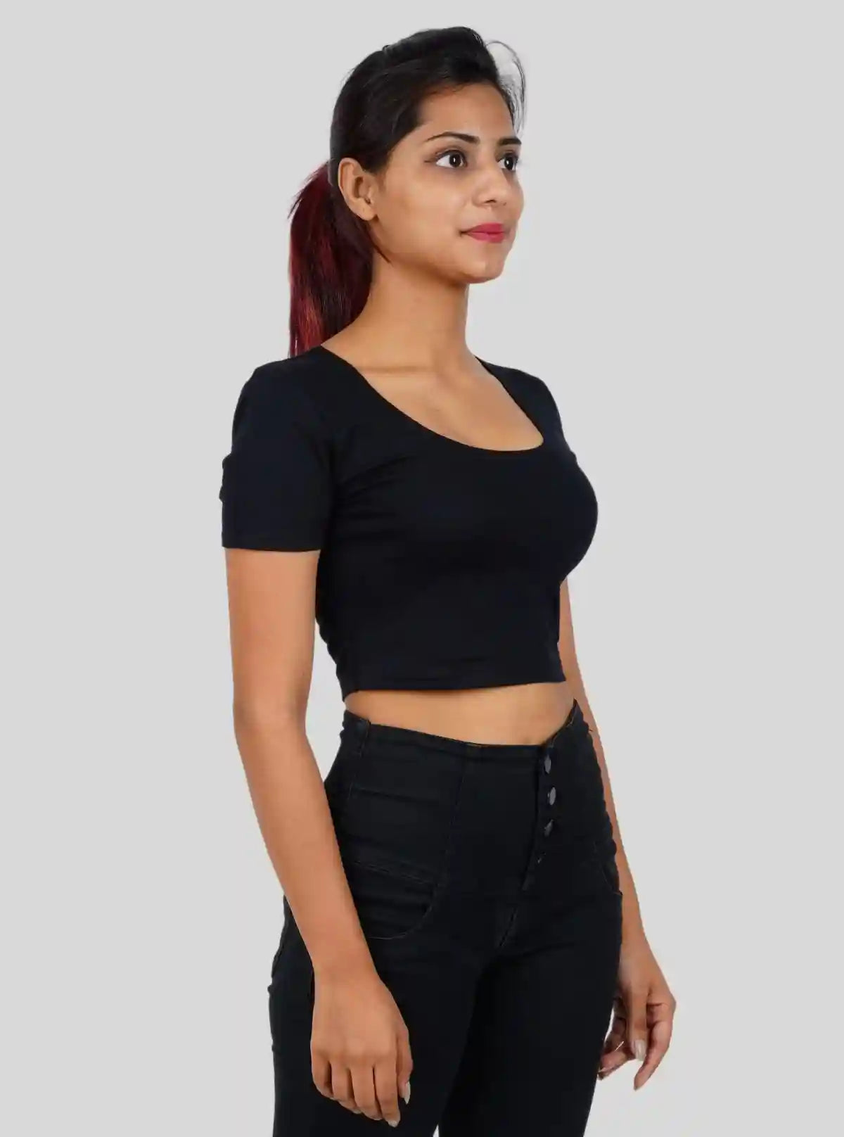 Women's Black Cotton Jersey Crop Top – Sleek & Stretchable Staple | Buy Online at  Boer and Fitch