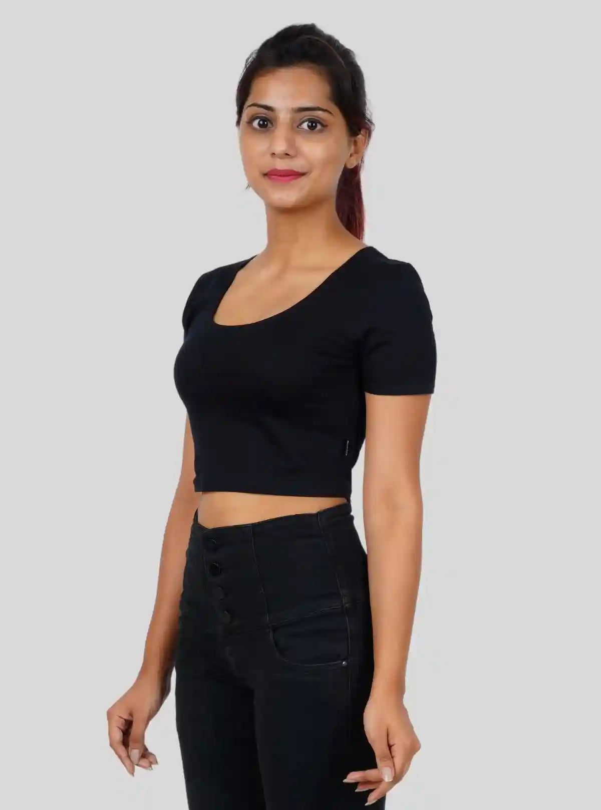 Women's Black Cotton Jersey Crop Top – Sleek & Stretchable Staple | Buy Online at  Boer and Fitch