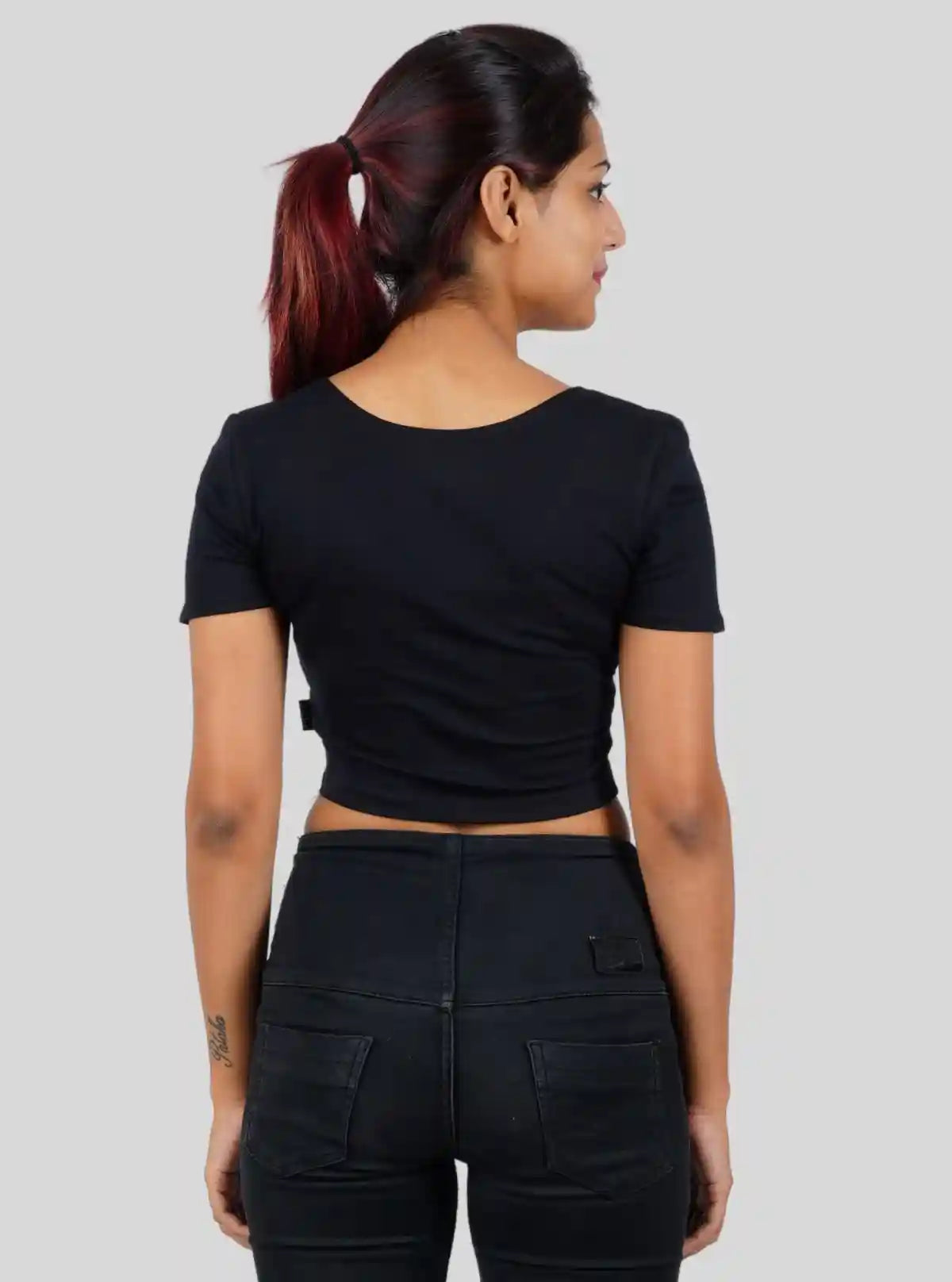 Women's Black Cotton Jersey Crop Top – Sleek & Stretchable Staple | Buy Online at  Boer and Fitch