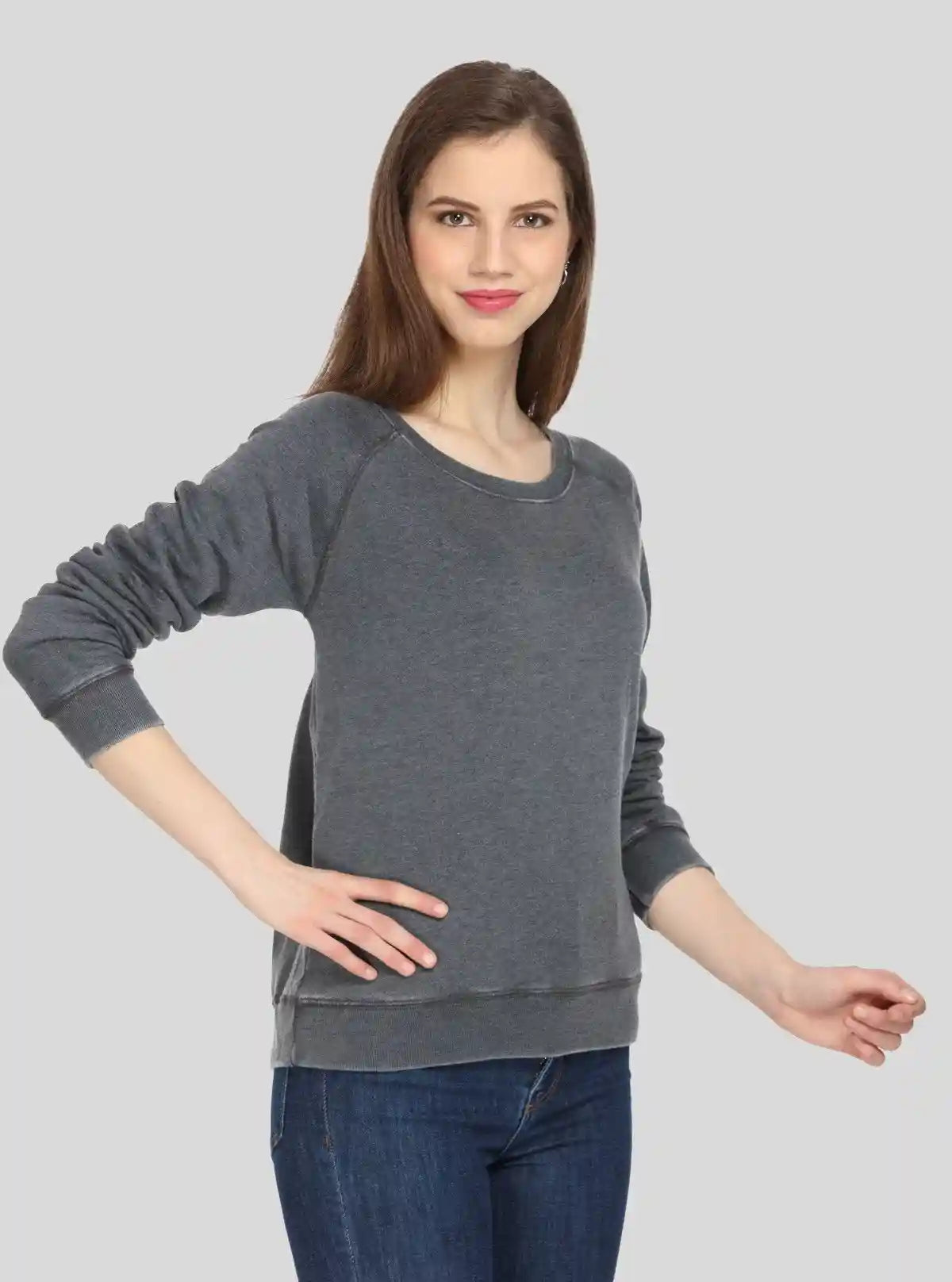 Women’s Black Garment Dyed Full Sleeve Cotton Fleece Pullover | Buy Online at  Boer and Fitch