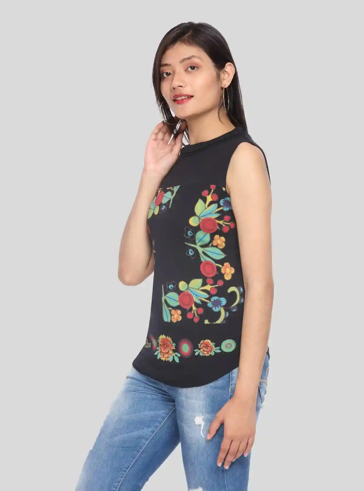 Women’s Black Multifloral Sleeveless Top – Boer and Fitch | Buy Online at  Boer and Fitch