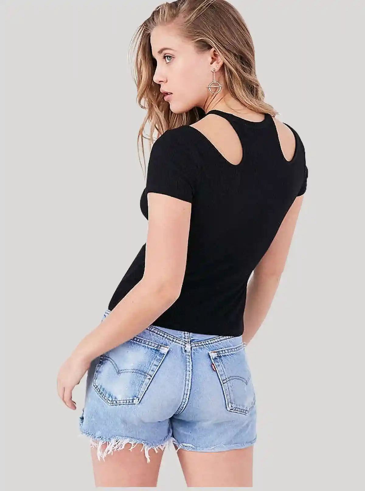 Women's Black Racer Neck Top in Cotton Durby Knit Fabric | Buy Online at  Boer and Fitch