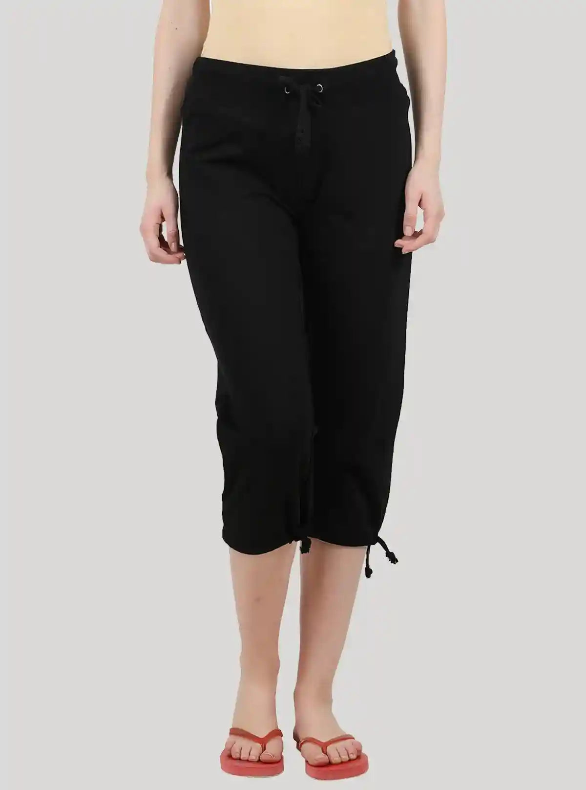 Women’s Black Relaxed Fit Cotton Jersey Capri – Soft, Stylish & Versatile | Buy Online at  Boer and Fitch