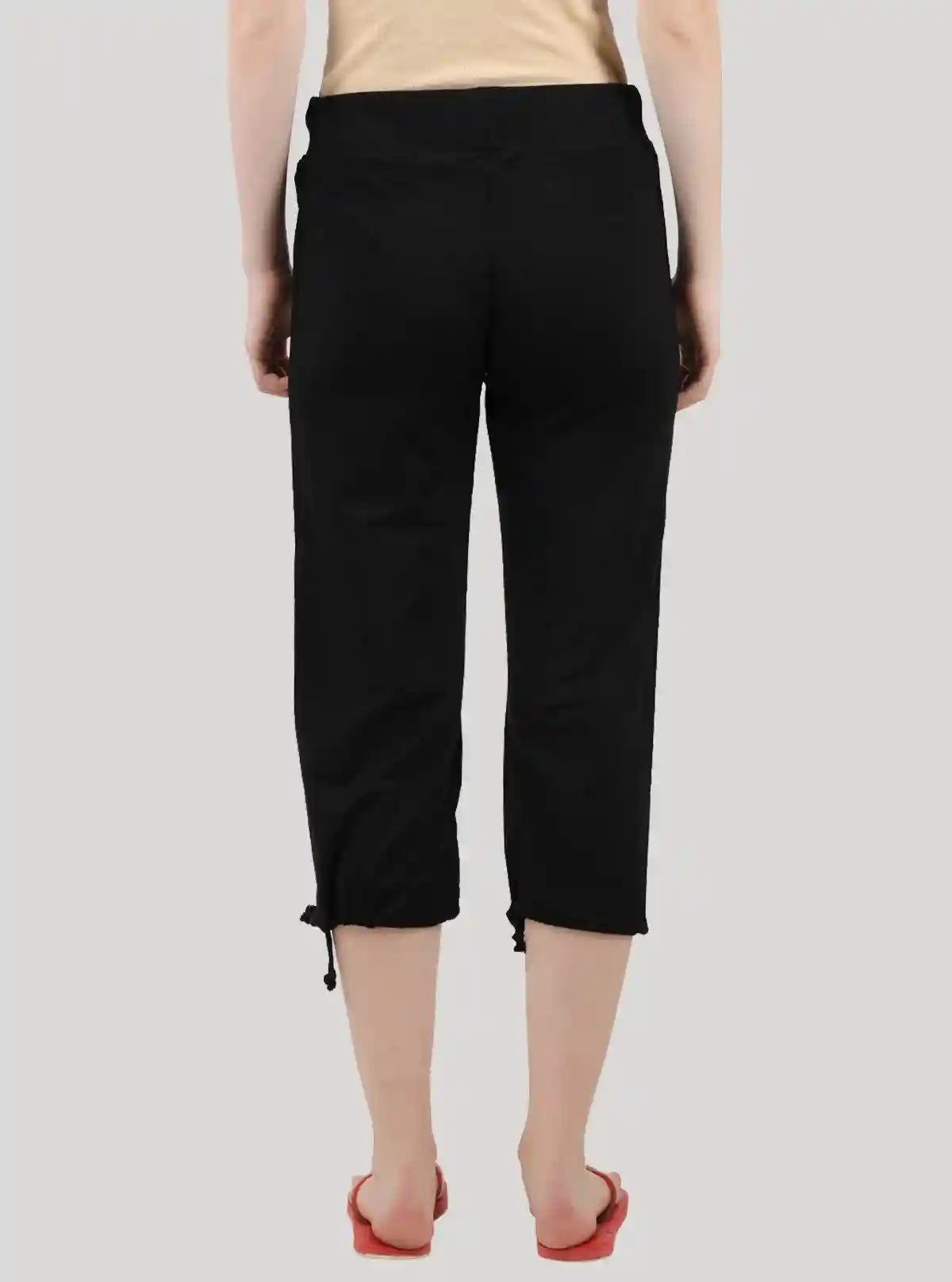 Women’s Black Relaxed Fit Cotton Jersey Capri – Soft, Stylish & Versatile | Buy Online at  Boer and Fitch