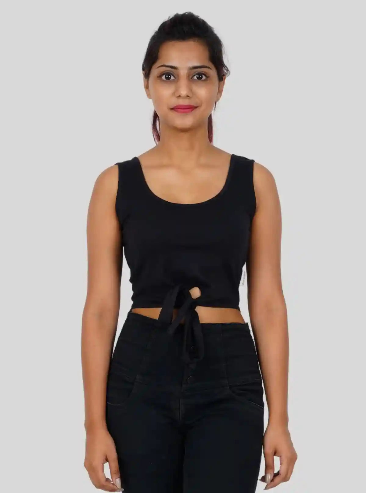 Women's Black Scoop Neck Cropped Tank Top – Cotton Jersey Essential | Buy Online at  Boer and Fitch