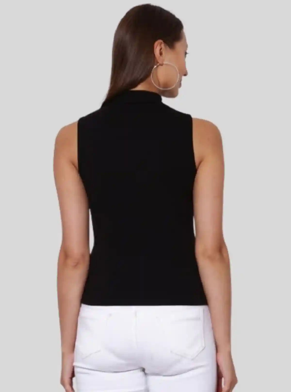 Women's Black Sleeveless Turtle Neck Top – Classic & Chic Style | Buy Online at  Boer and Fitch