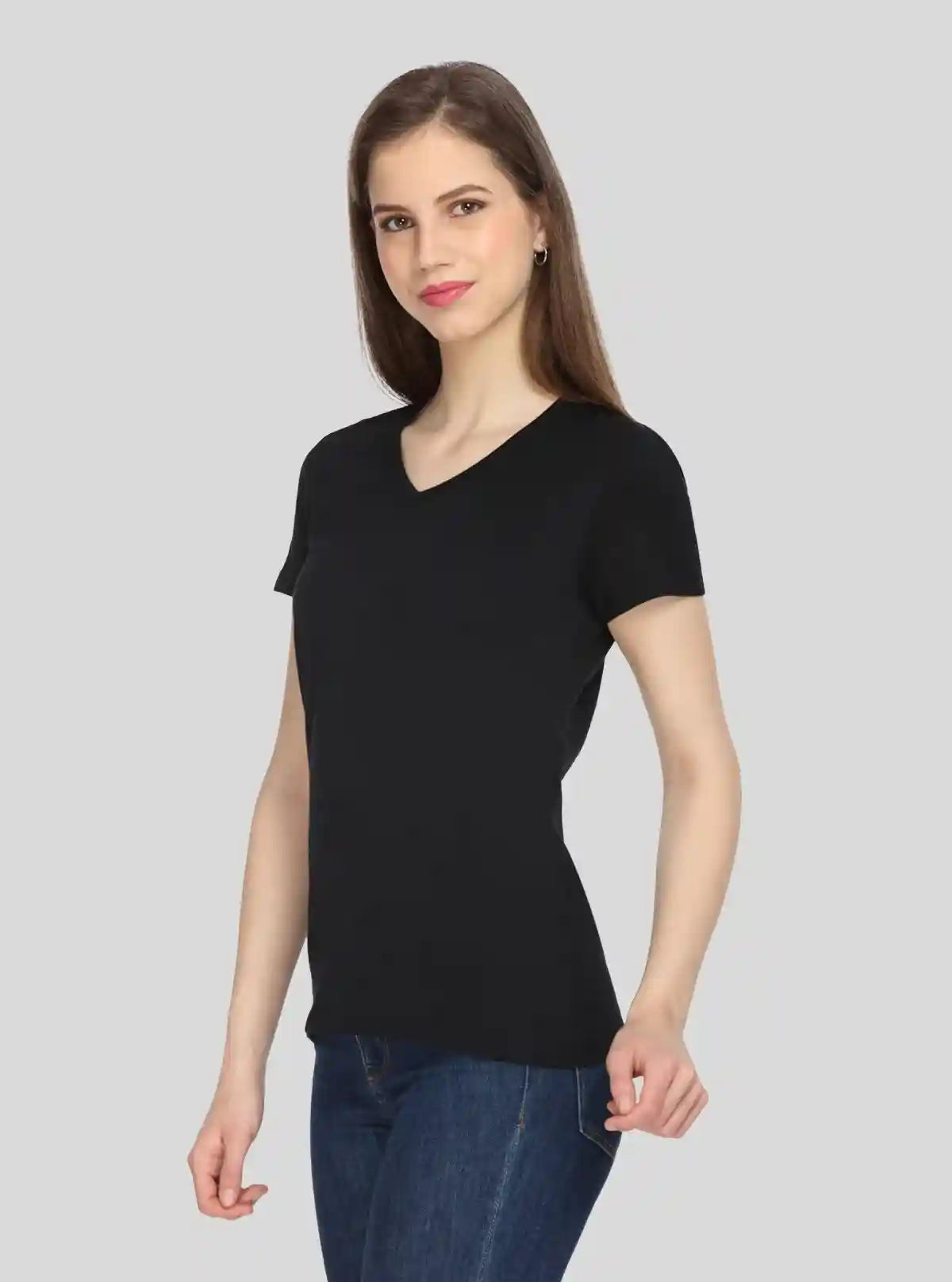 Women’s Black V-Neck Short Sleeve Cotton Jersey T-Shirt by Boer and Fitch | Buy Online at  Boer and Fitch
