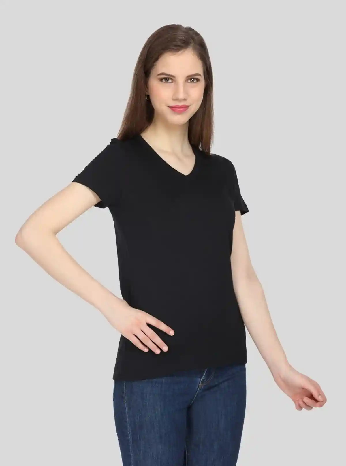 Women’s Black V-Neck Short Sleeve Cotton Jersey T-Shirt by Boer and Fitch | Buy Online at  Boer and Fitch