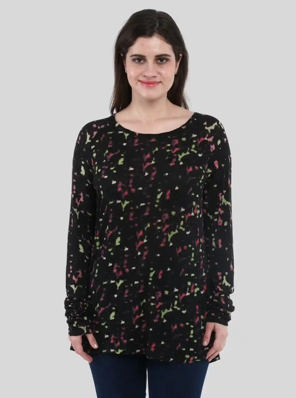 Women's Distressed Multicolor All-Over Print Cotton Blend Knit Top | Buy Online at  Boer and Fitch