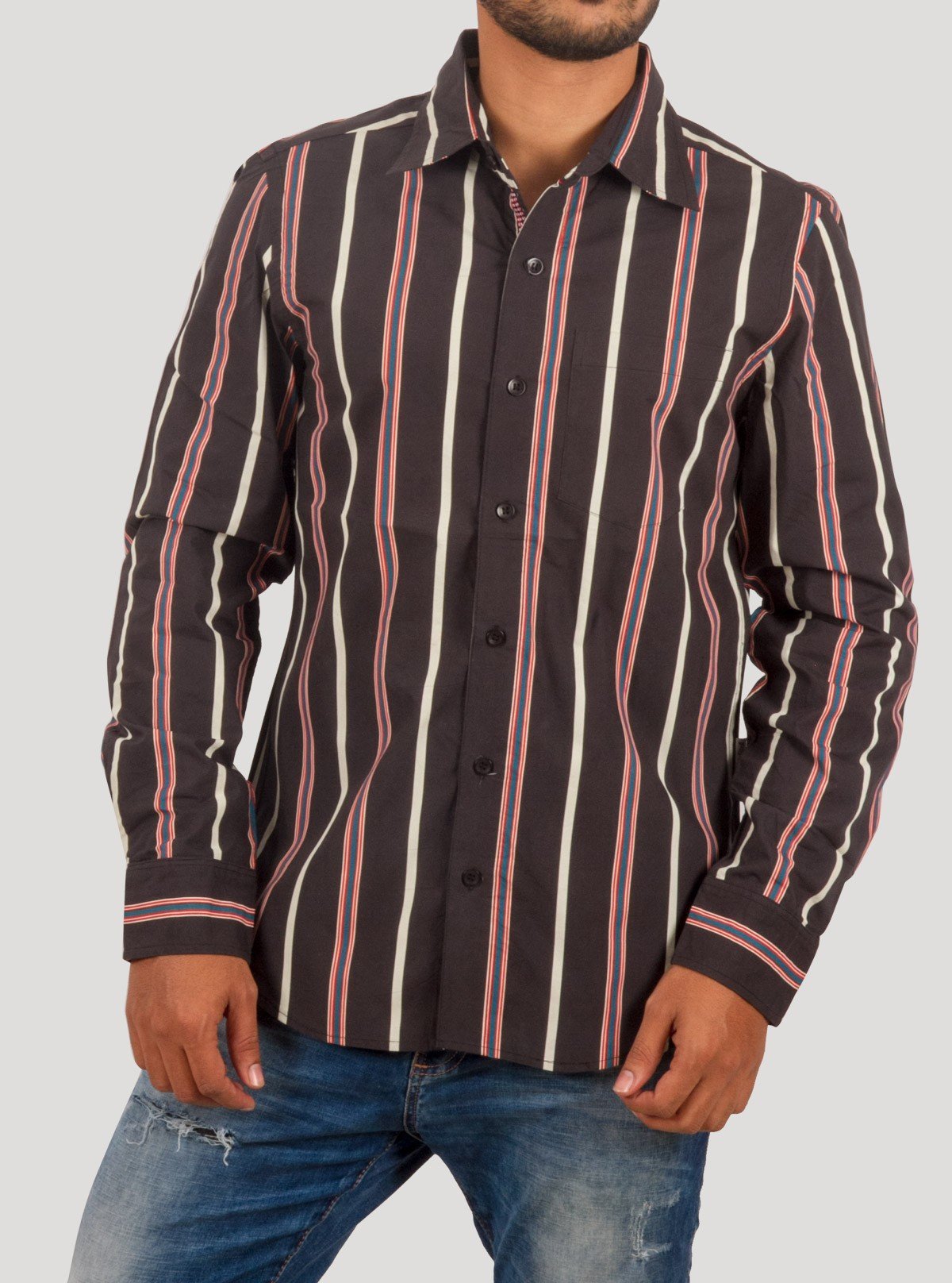 Black Striped Casual Long Sleeve Shirt for Men – Boer and Fitch - Boer and Fitch