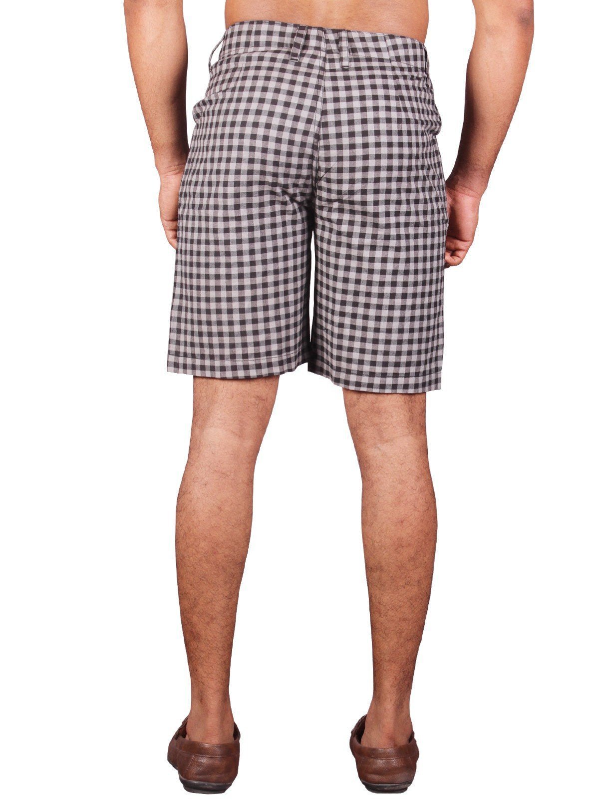Black Woven Checked Shorts for Men – Casual Cotton Shorts by Boer and Fitch - Boer and Fitch