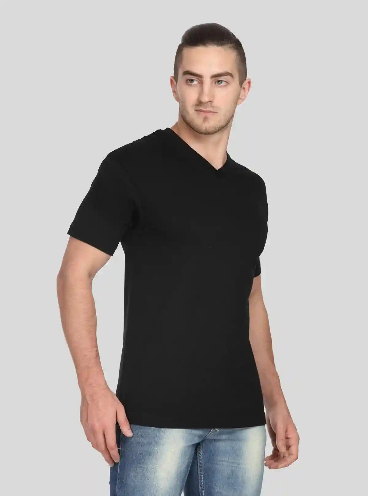 Men’s Black Basic V-Neck T-Shirt – Classic Everyday Comfort Cotton Tee | Buy Online at  Boer and Fitch