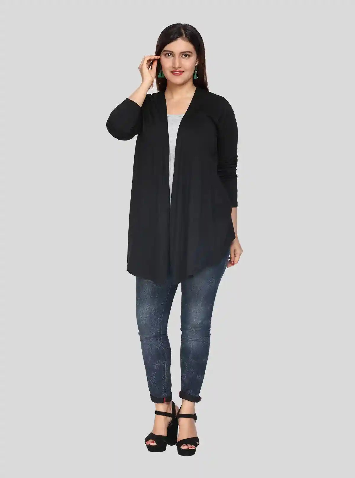 Women's Black Cotton Feather Touch Shrug – Soft, Stylish & Versatile Layer | Buy Online at  Boer and Fitch