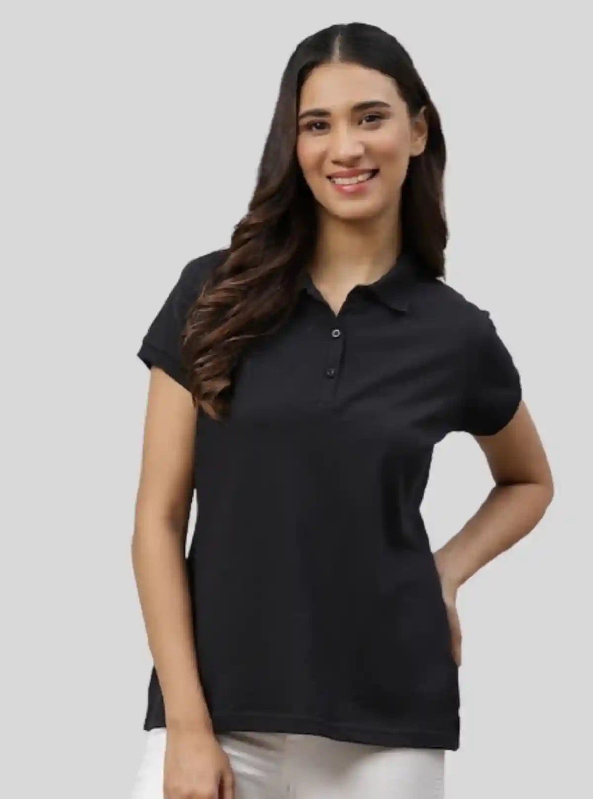 Women's Black Polo T-Shirt with Short Sleeves in Cotton Piqué Fabric | Boer & Fitch | Buy Online at  Boer and Fitch