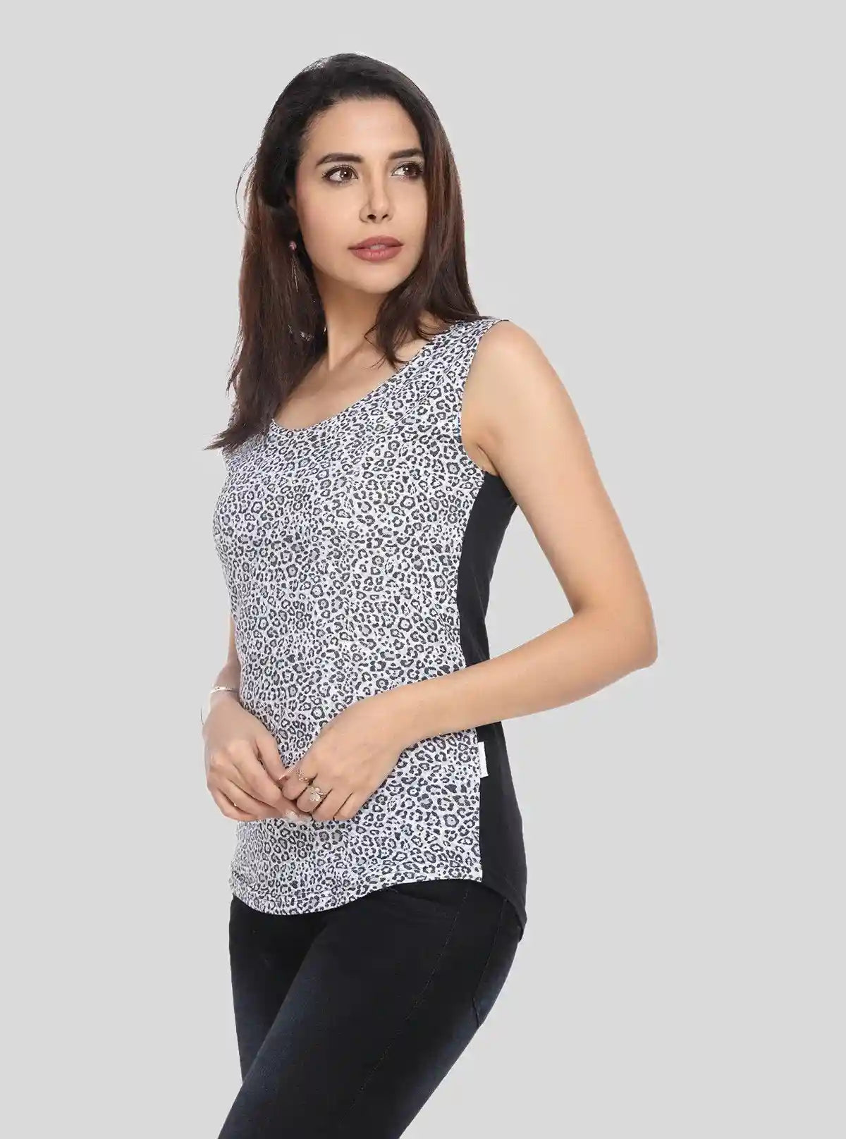 Women’s Sleeveless Black Graphic Cheetah Print Cotton Jersey Top – Boer and Fitch | Buy Online at  Boer and Fitch